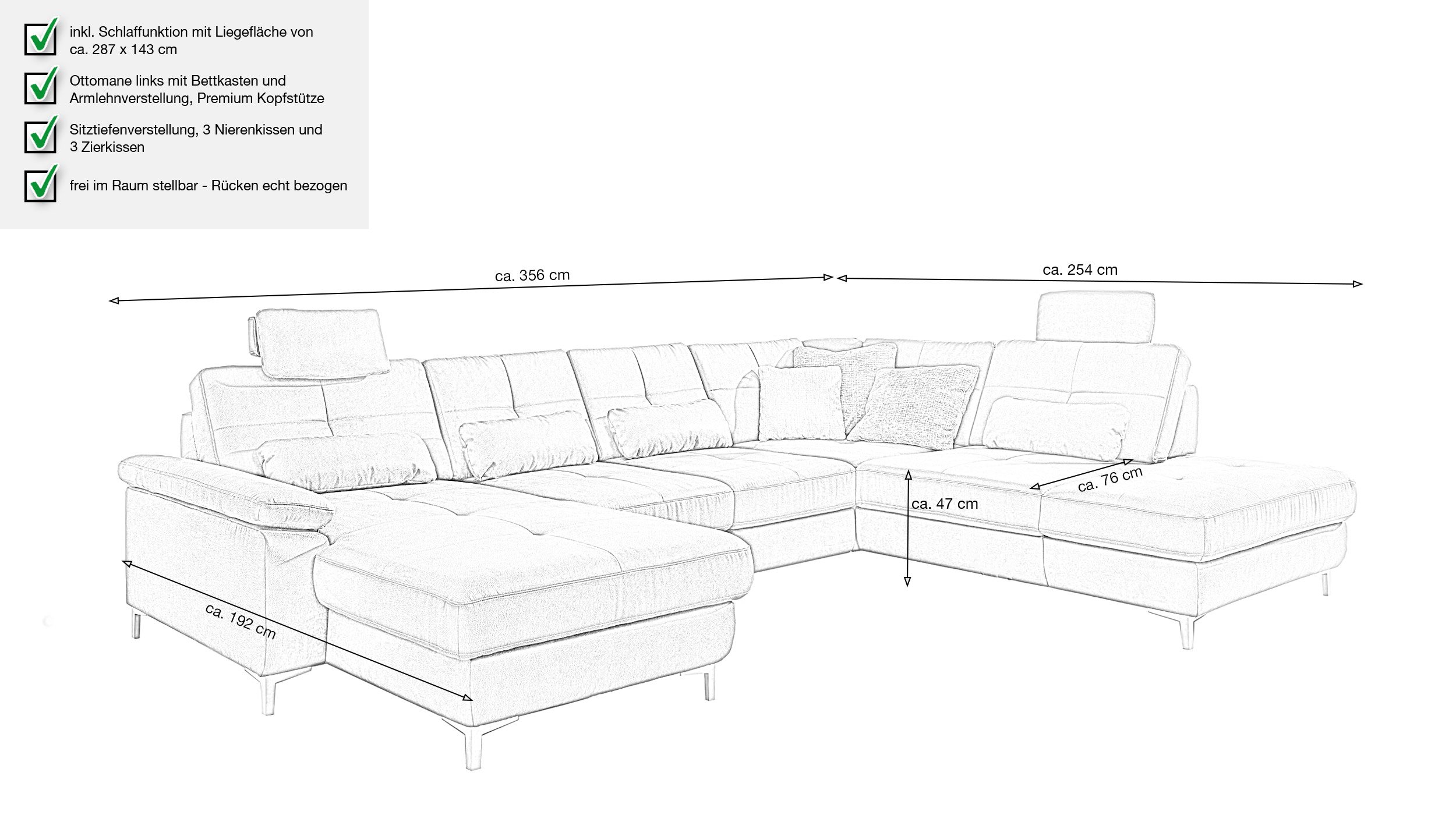 Couchliebe® Wohnlandschaft planbar - grau - Premium Version - SEATTLE