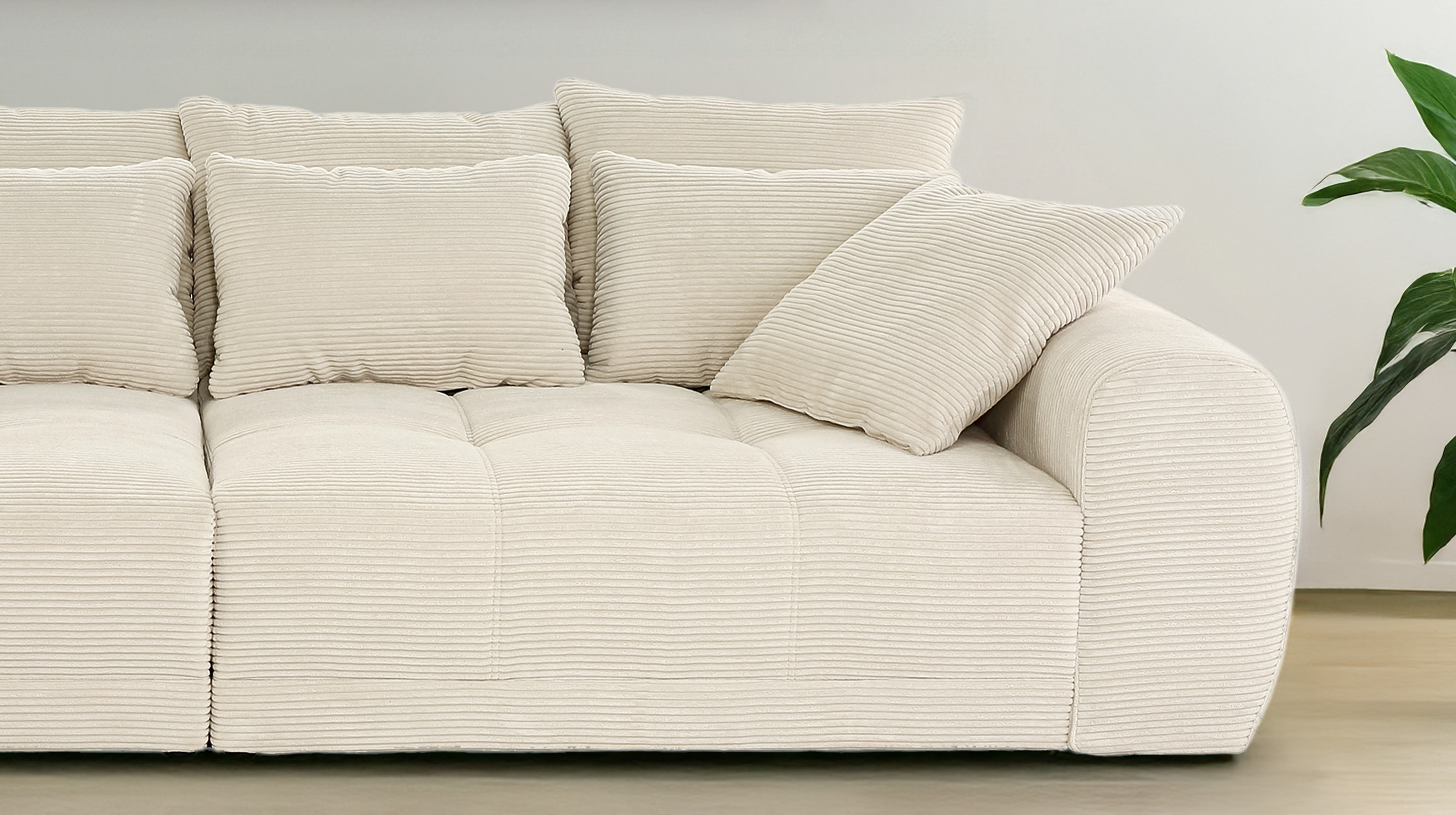 Big Sofa Cord beige - 308 cm - Federkern - JANNI