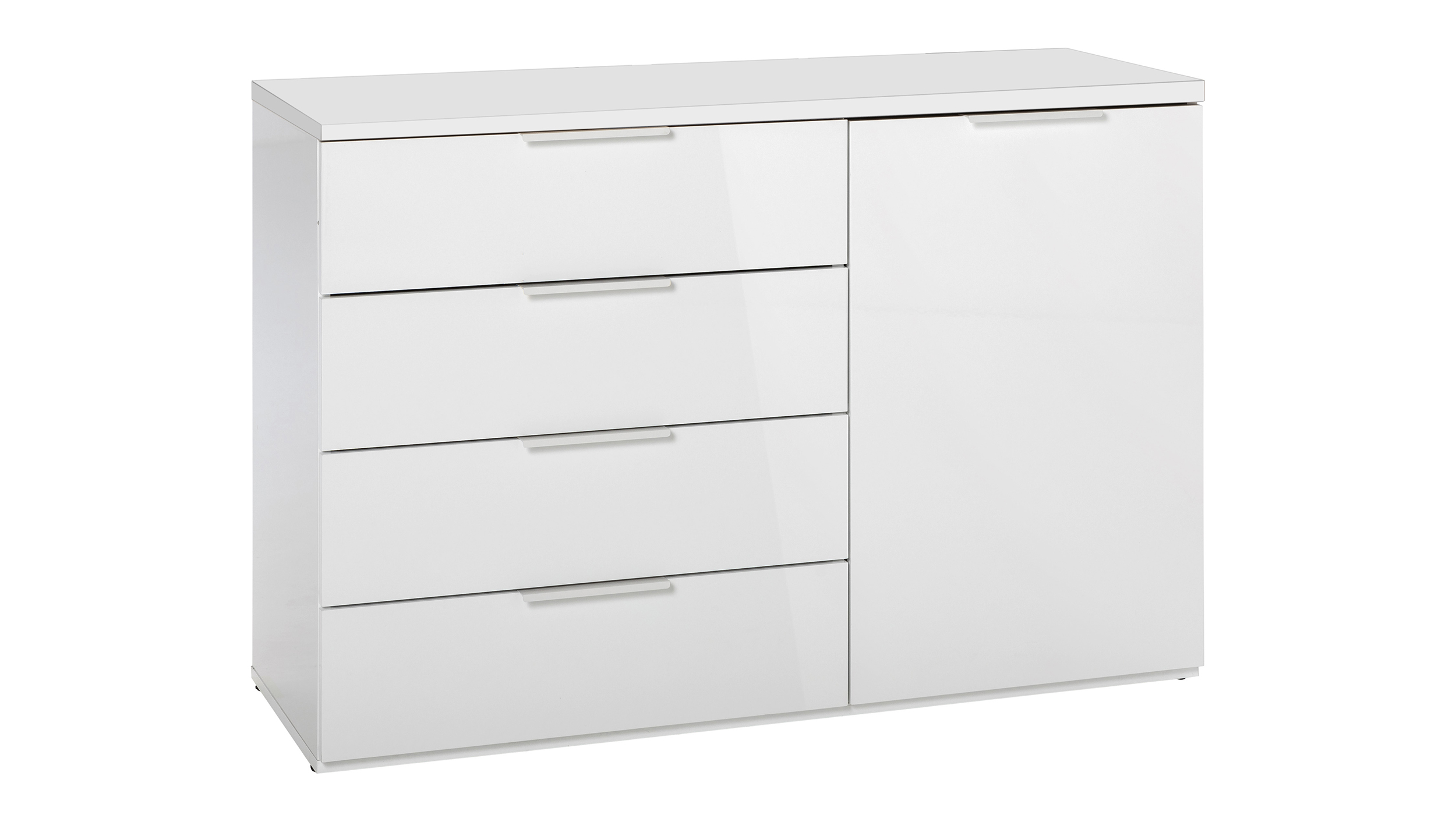 Kommode weiß hochglanz 120 x 83 cm 4 Schubladen - MUNDI