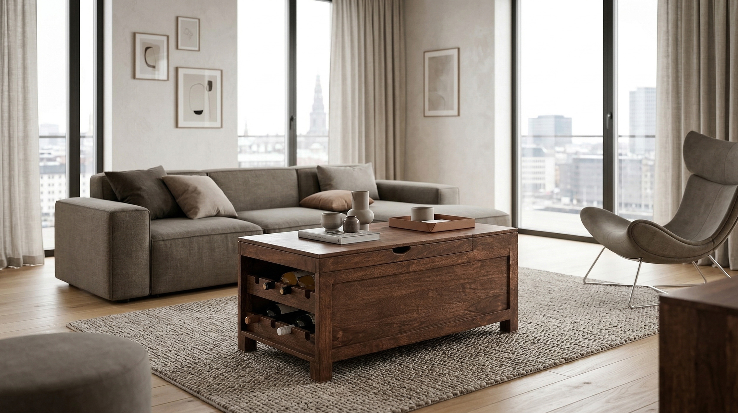 Couchtisch Mango massiv gebeizt 110 cm - montiert - MANGALA