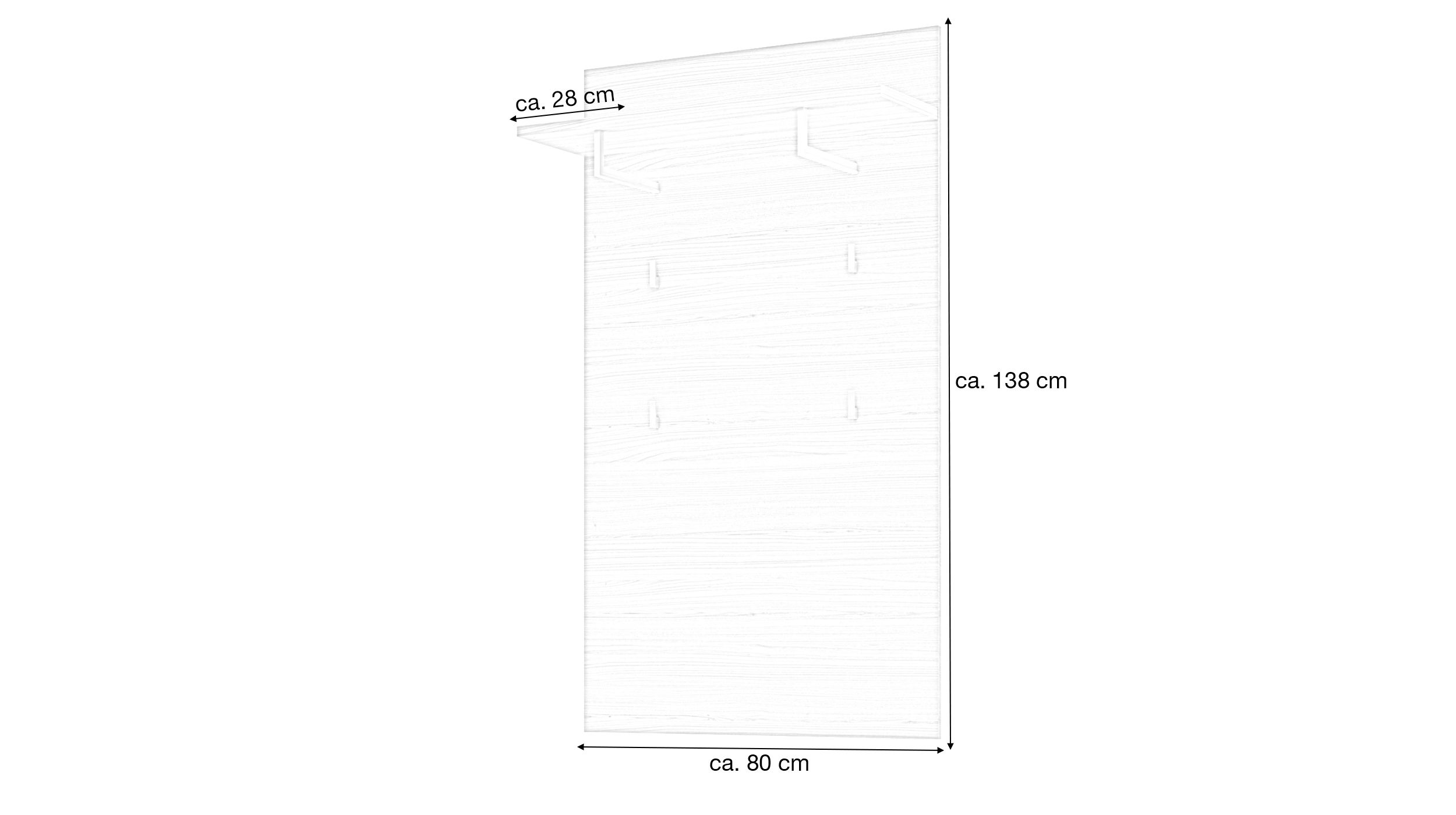 Wandgarderobe Paneel Riva eiche 80 x 138 cm - SANTORIN