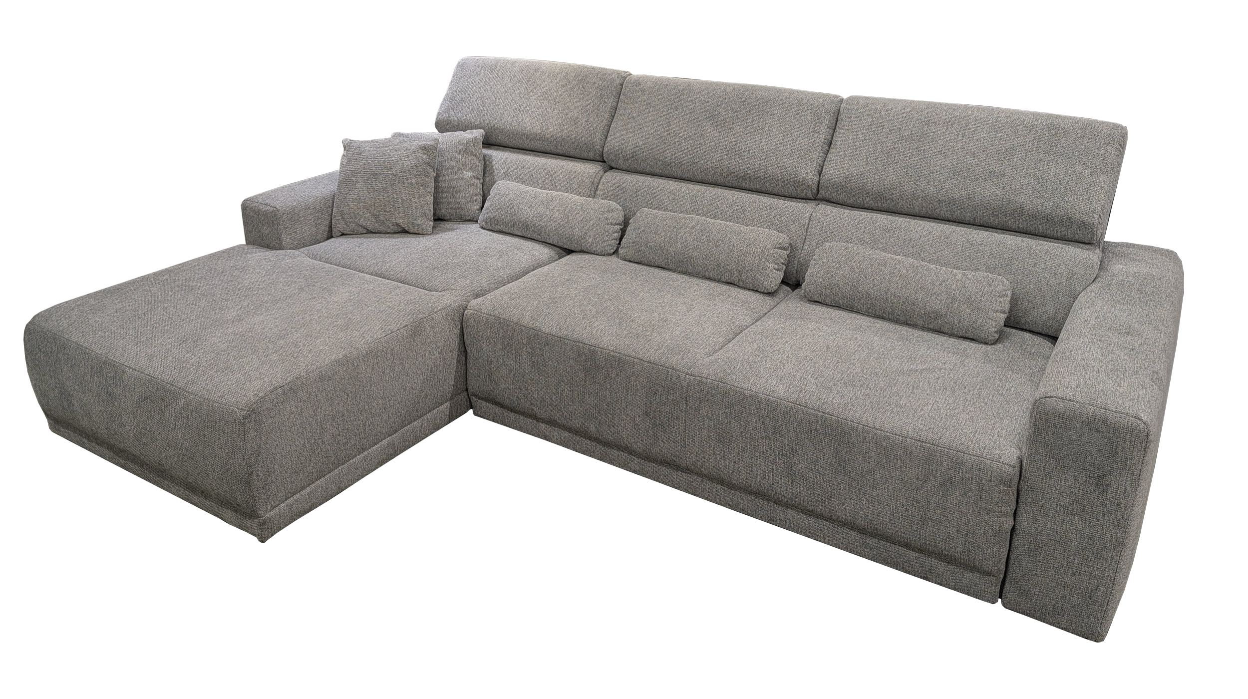 Ecksofa grau elektrische ausfahrbar 285 cm - CASSIO 