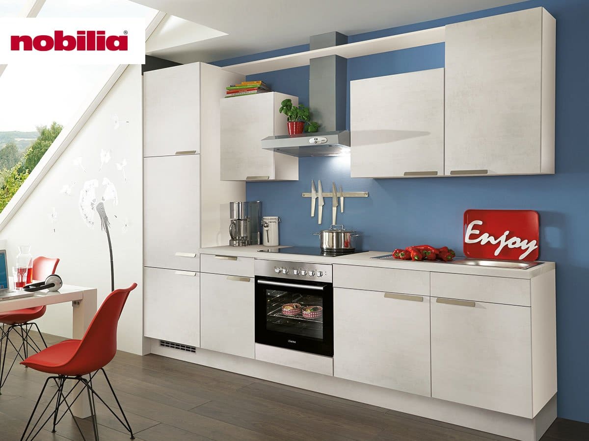 Küchenzeile 280 cm - mit Geräten - Küchenfronten matt - RIVA