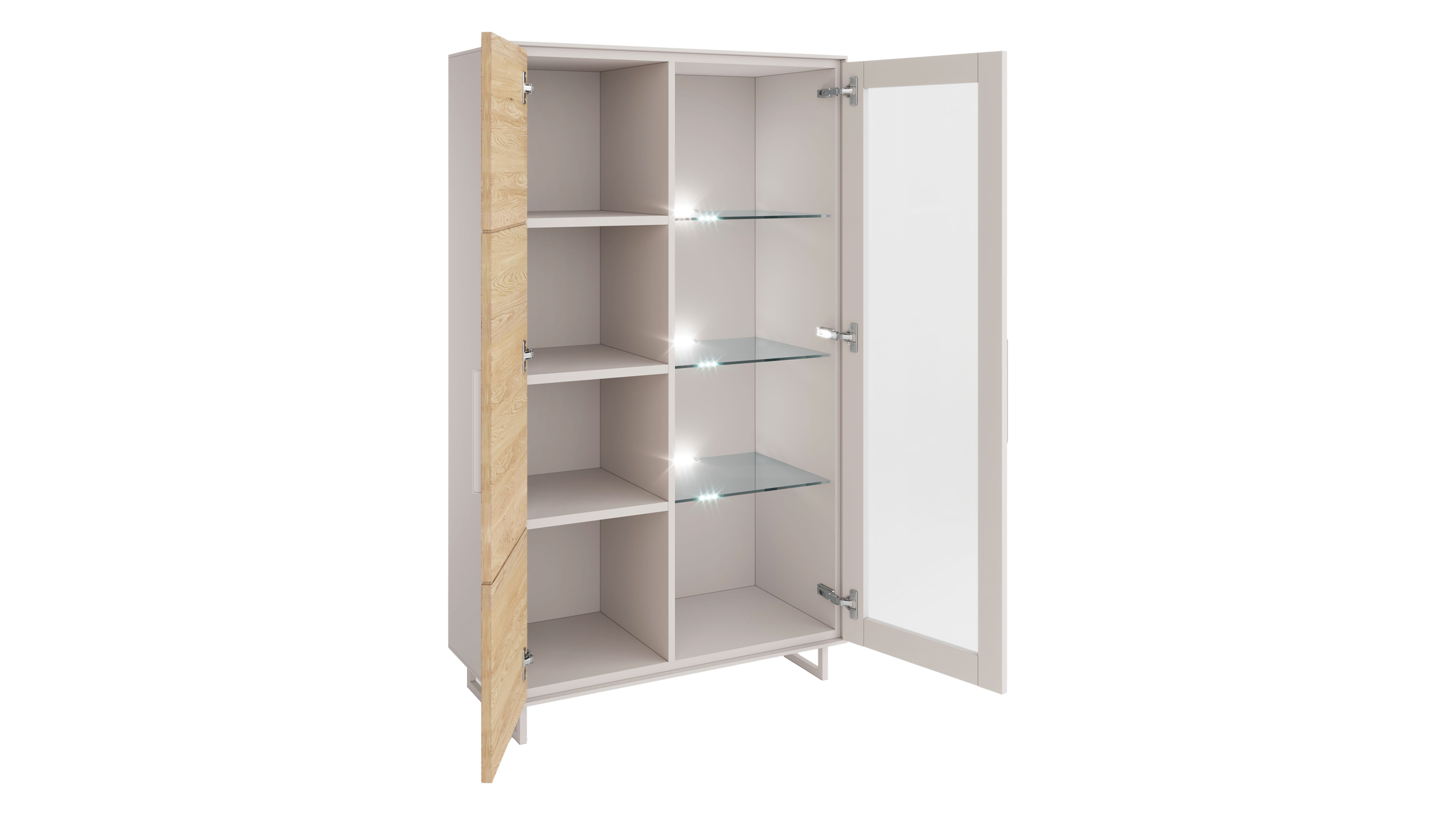 Vitrine mit Glastür Eiche teilmassiv geölt Breite 102 cm - KAI 