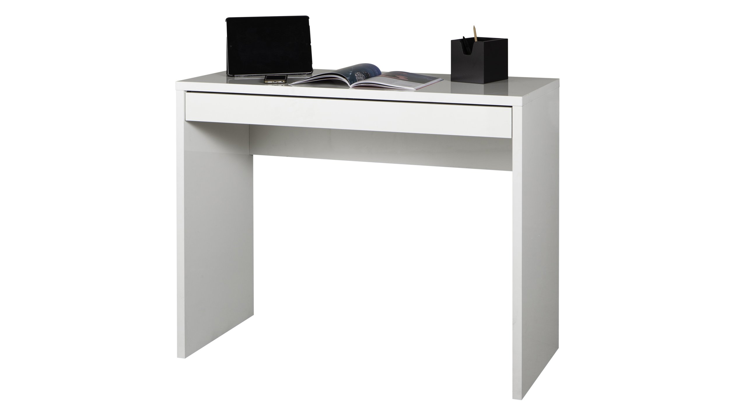 Schreibtisch weiß Hochglanz 100 cm - ULRICO