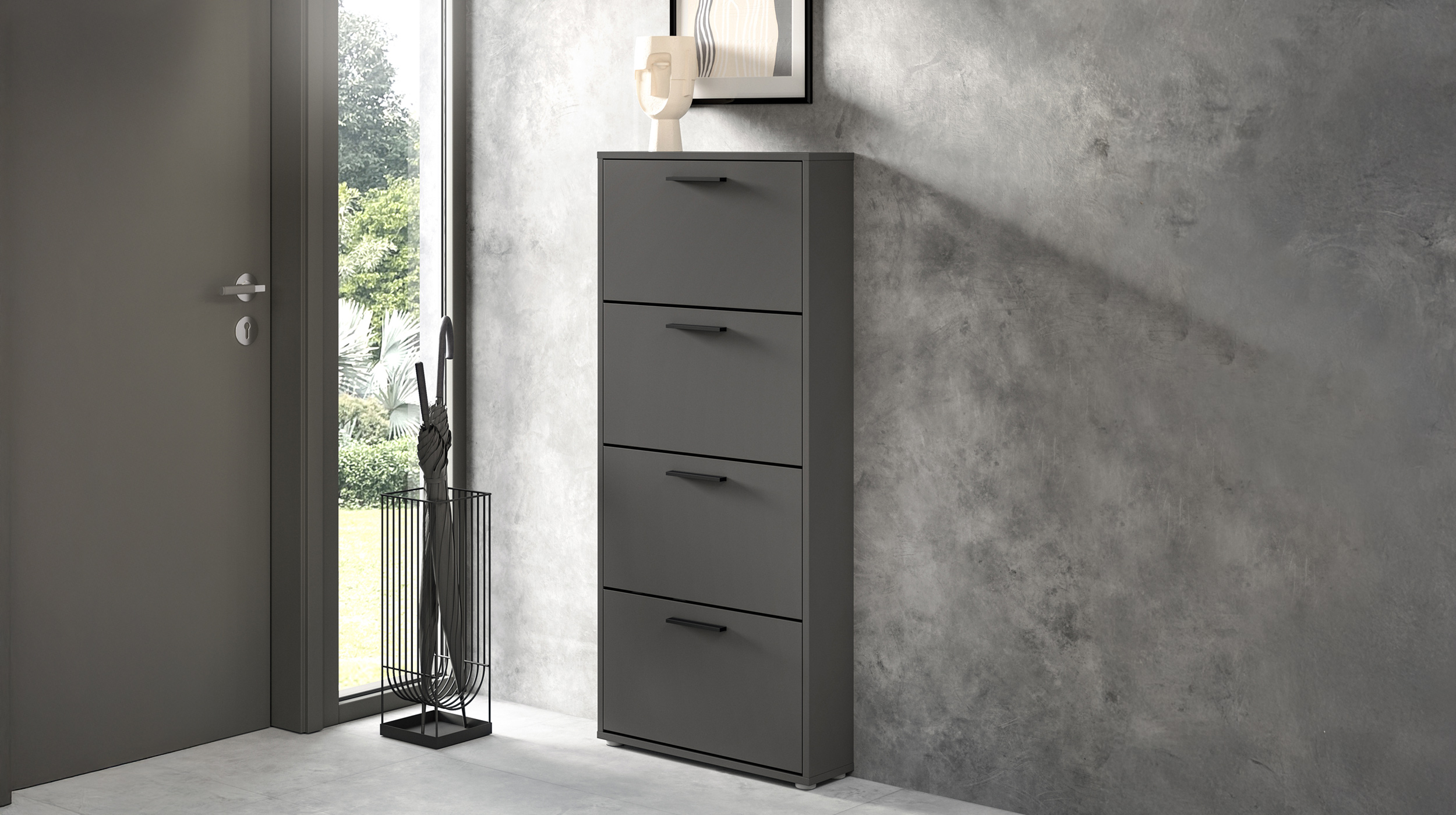 Schuhschrank anthrazit - 59 x 136 cm - SAMMY