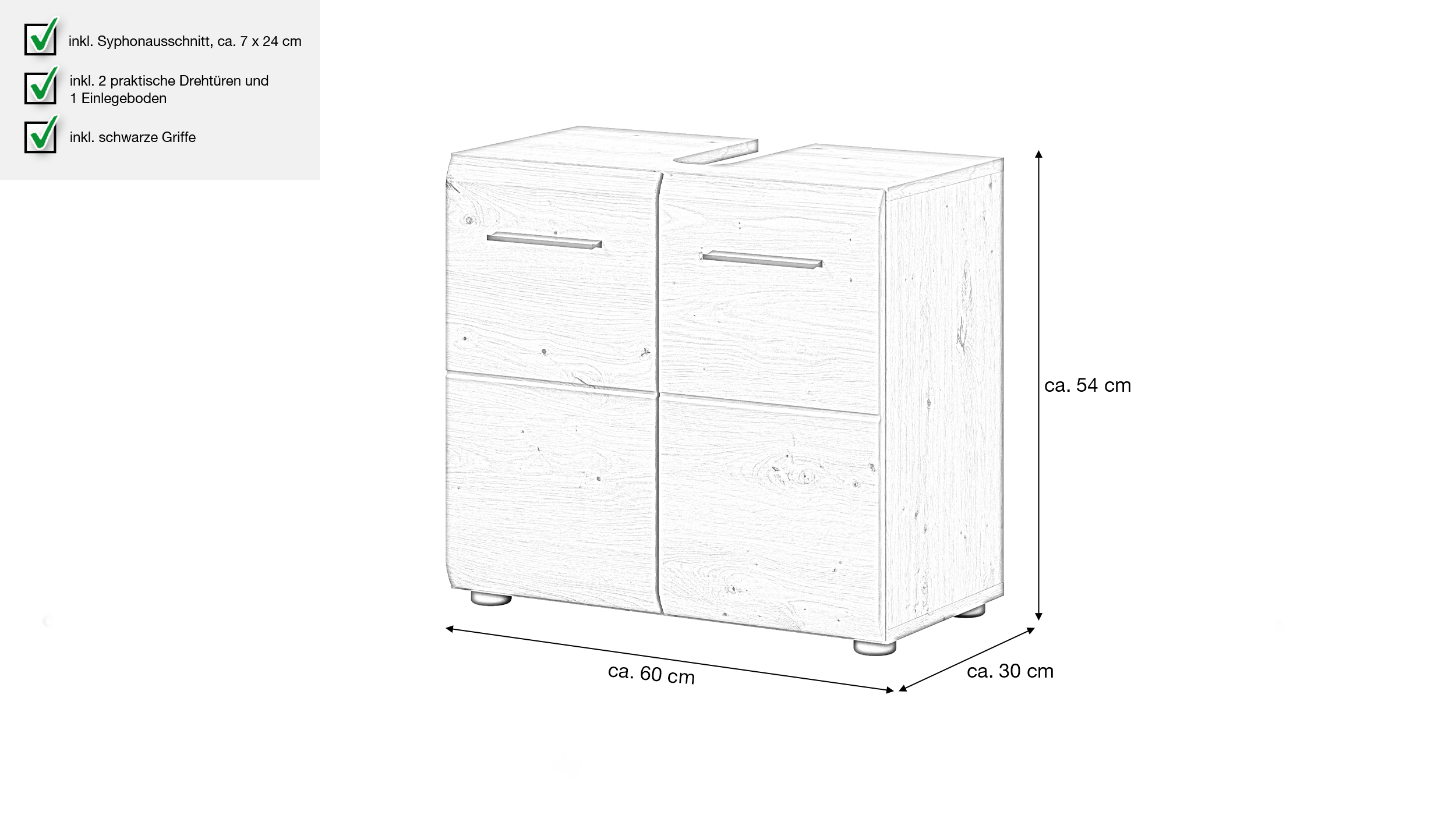 Waschbeckenunterschrank Artisan Eiche - 60 cm - ICE