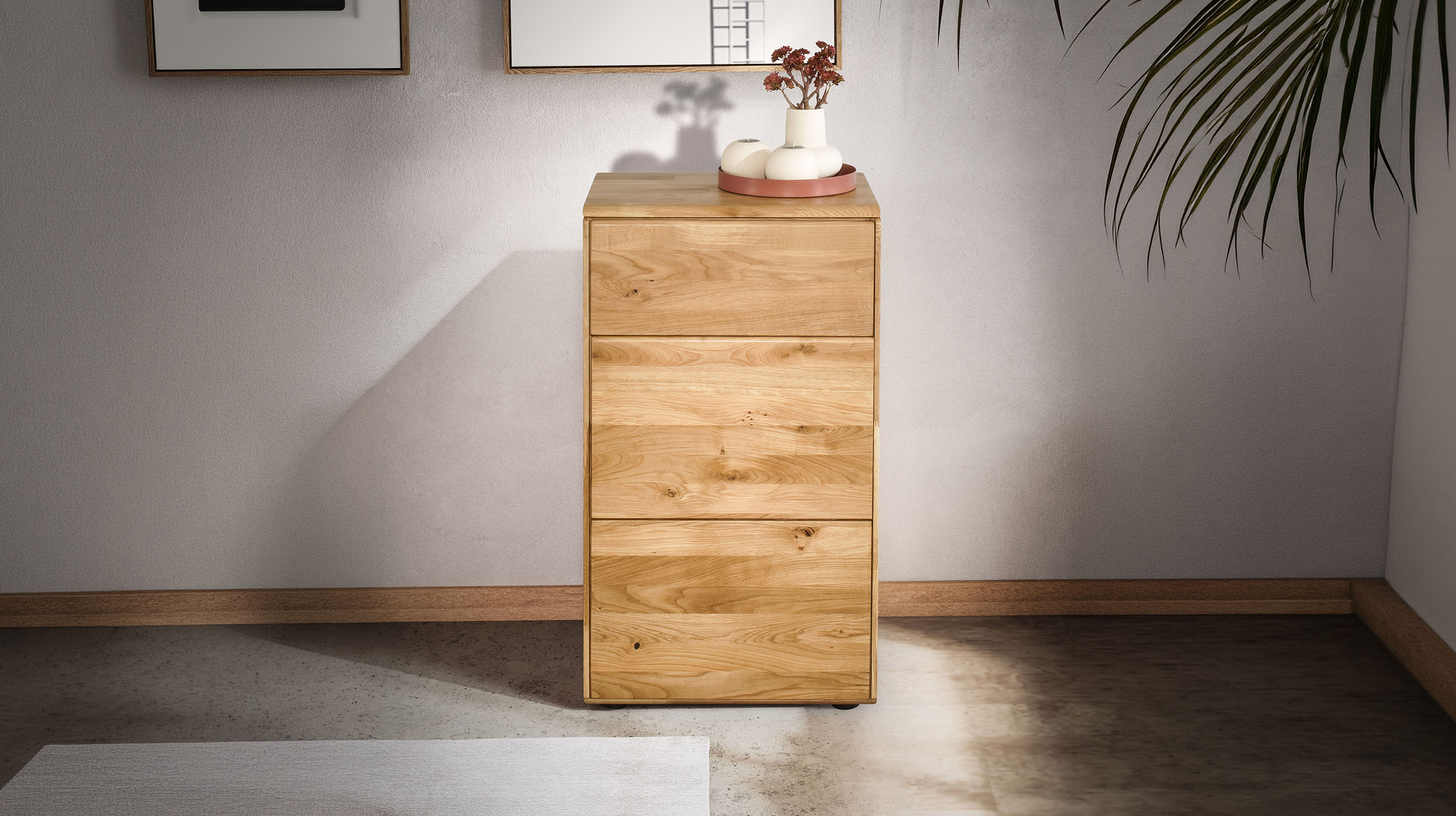 Kommode mit Schublade Wildeiche massiv geölt 51 cm - SKOV