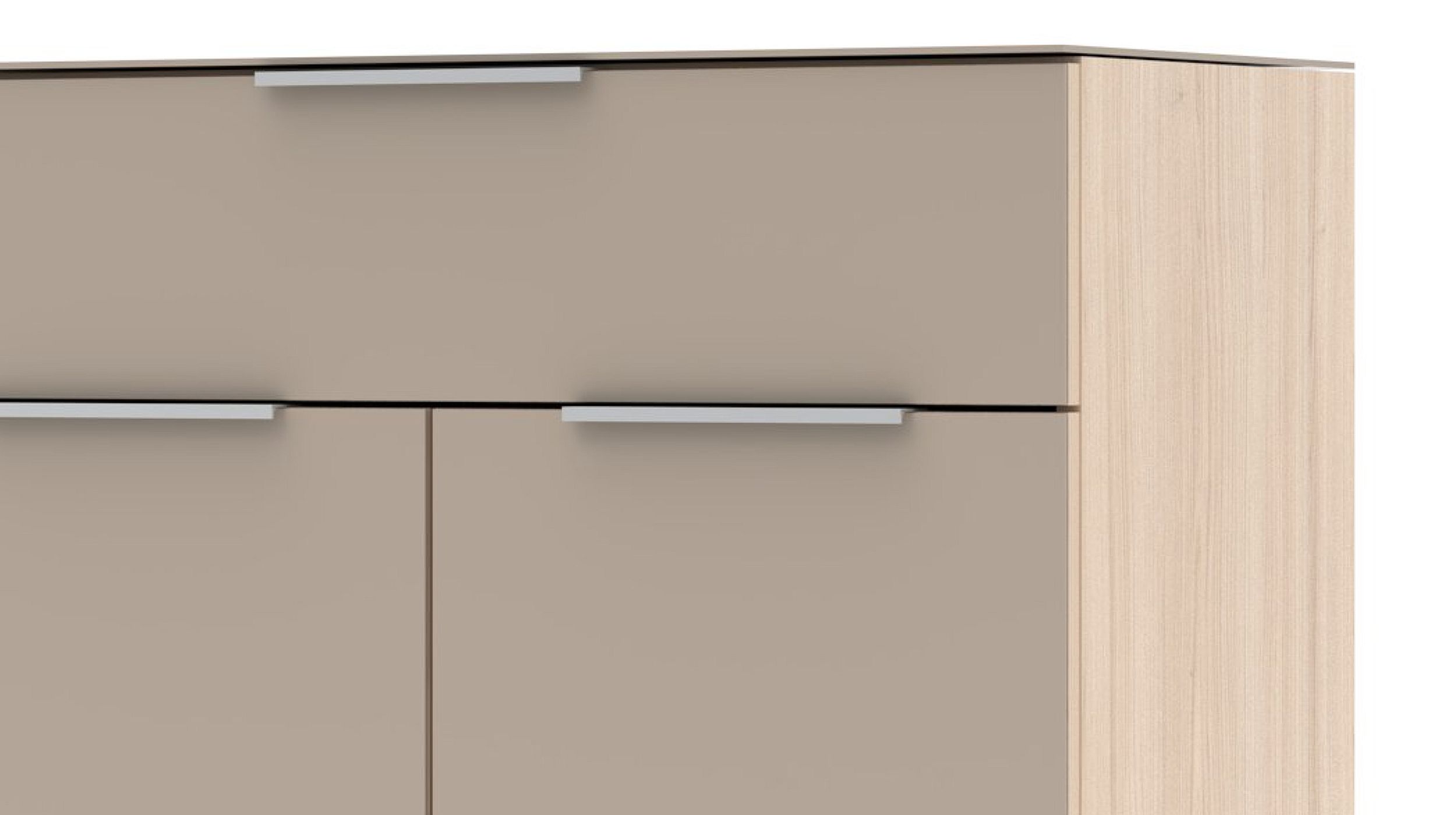 Kommode mit Schublade beige Glasfront Eiche 80 cm - SANTORIN