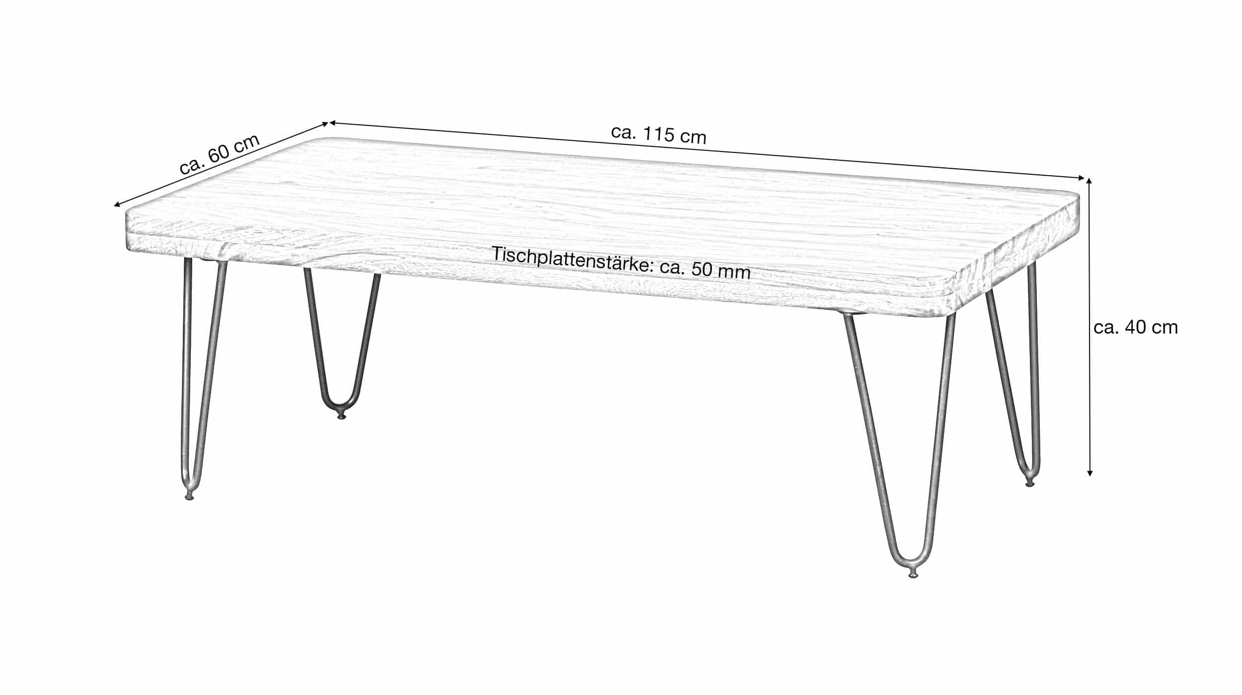 Couchtisch Akazie massiv lackiert 115 x 60 cm - BERIT