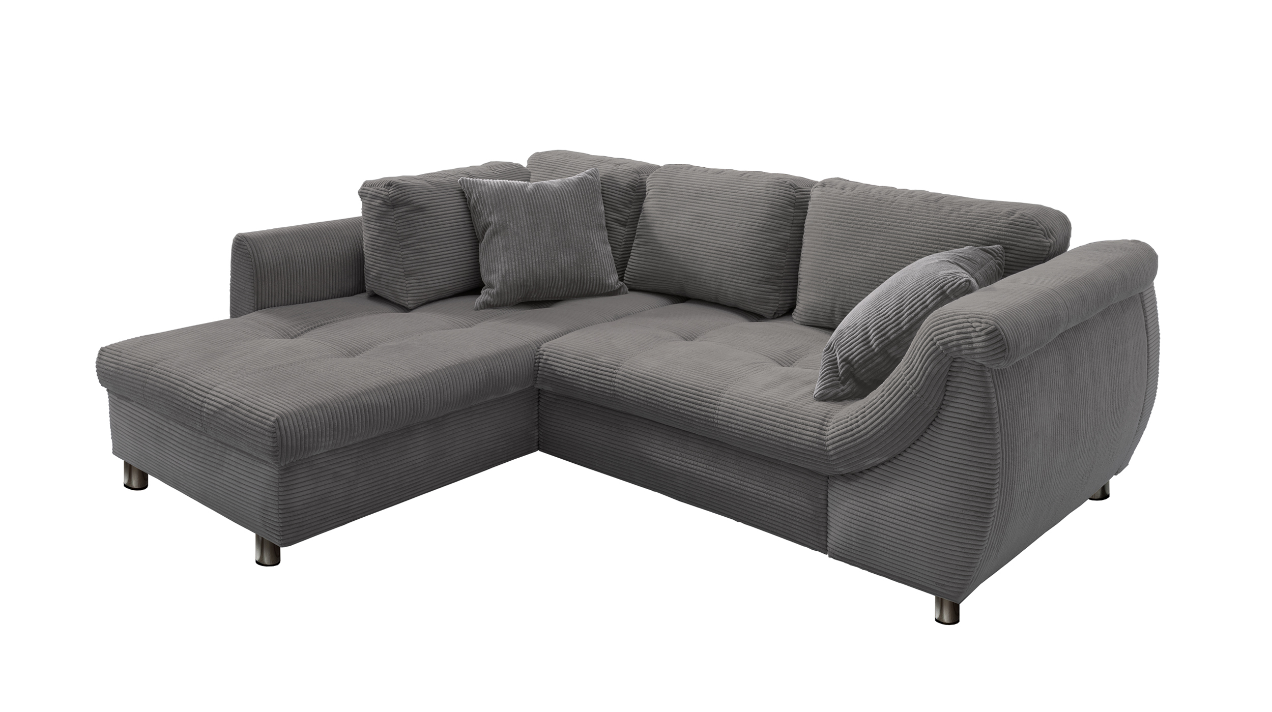 Ecksofa Cord grau Schlaffunktion OT links - LUNARO