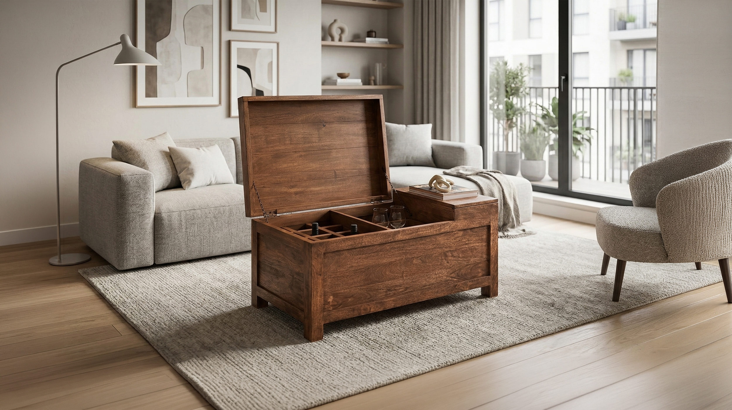 Couchtisch Mango massiv gebeizt 110 cm - montiert - MANGALA