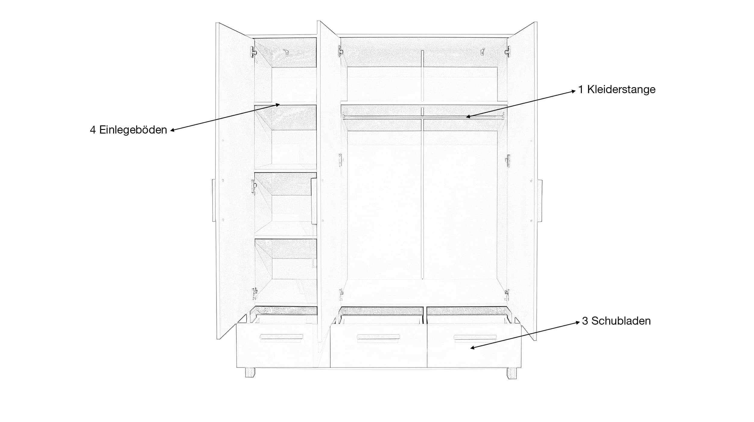 Kleiderschrank grün 148 cm - 3-türig - OLI