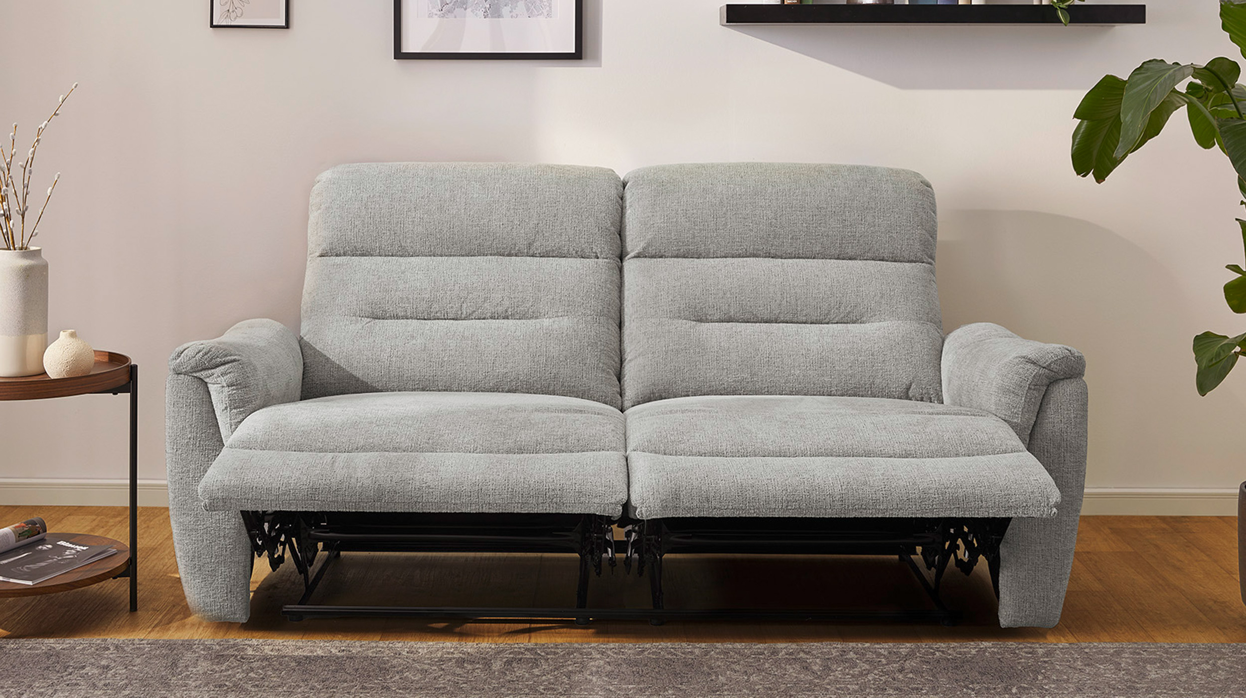 Einzelsofa 3-Sitzer Chenille grau 194 cm - Relaxfunktion - UTAH