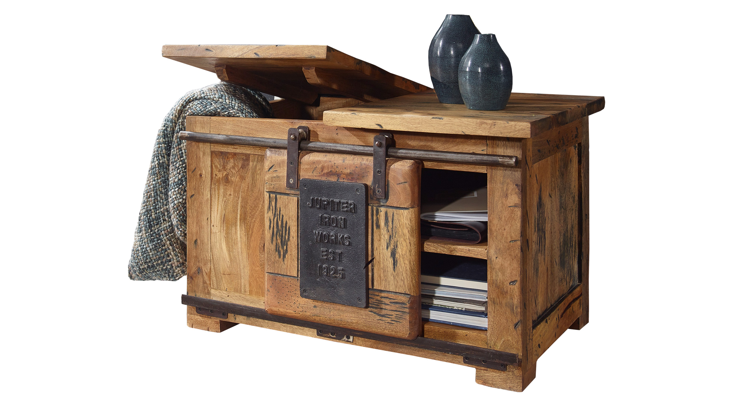 Couchtisch Truhe Mango Massivholz Breite 76 cm - montiert - EMANUEL
