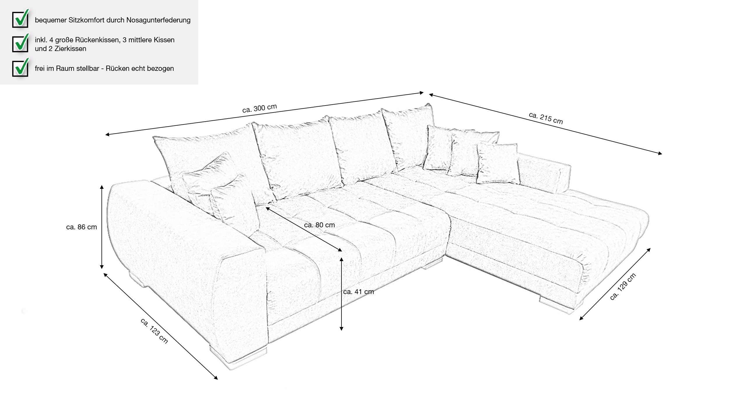 Ecksofa grau-braun 300 x 215 cm - ARTEMIS Ecksofa grau-braun 300 x 215 cm - ARTEMIS