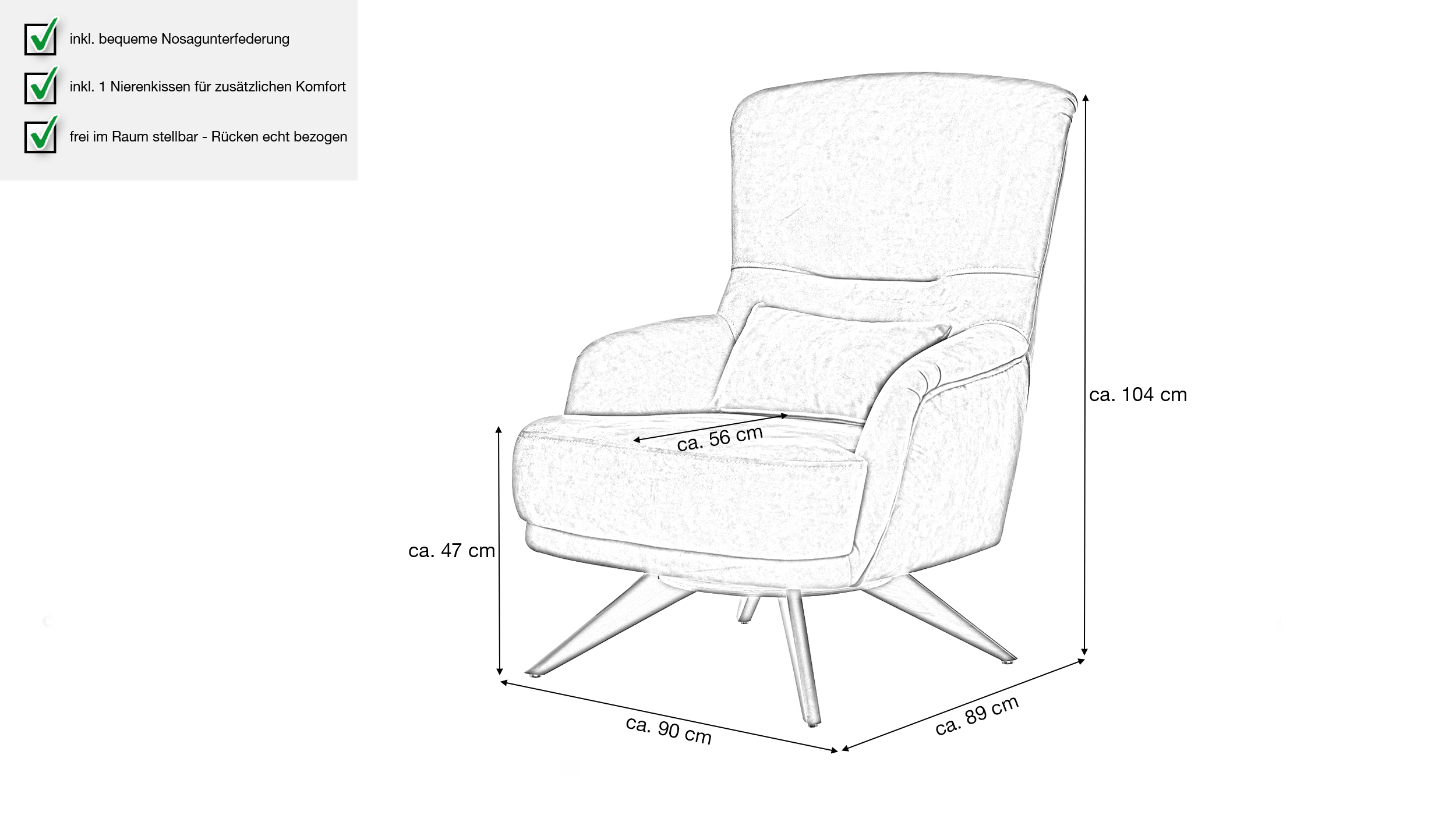 Fernsehsessel anthrazit Stoffbezug - ALBERTO