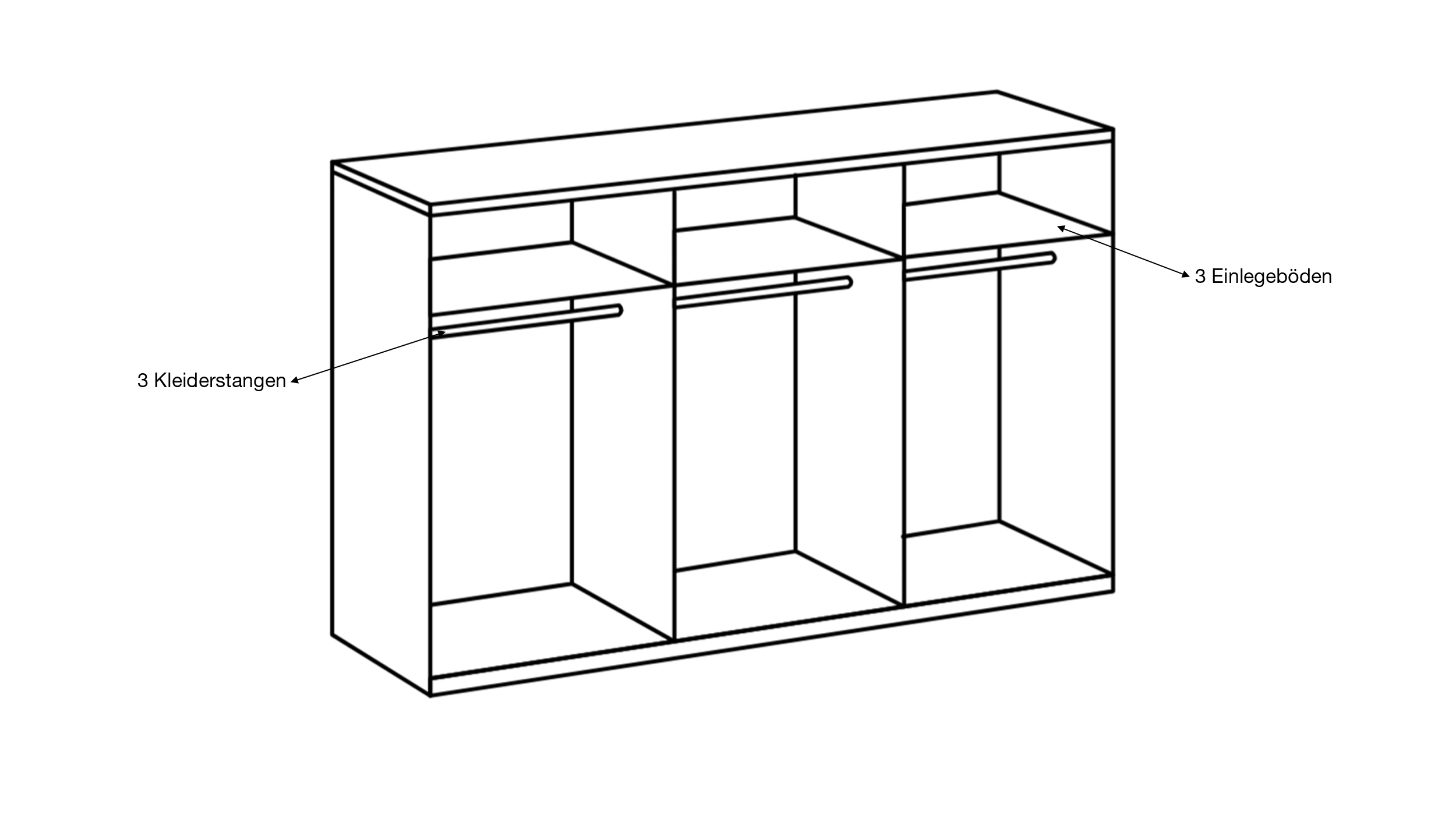 Schwebetürenschrank grau - graphit mit Spiegel 270 cm 3-türig - MINDEN