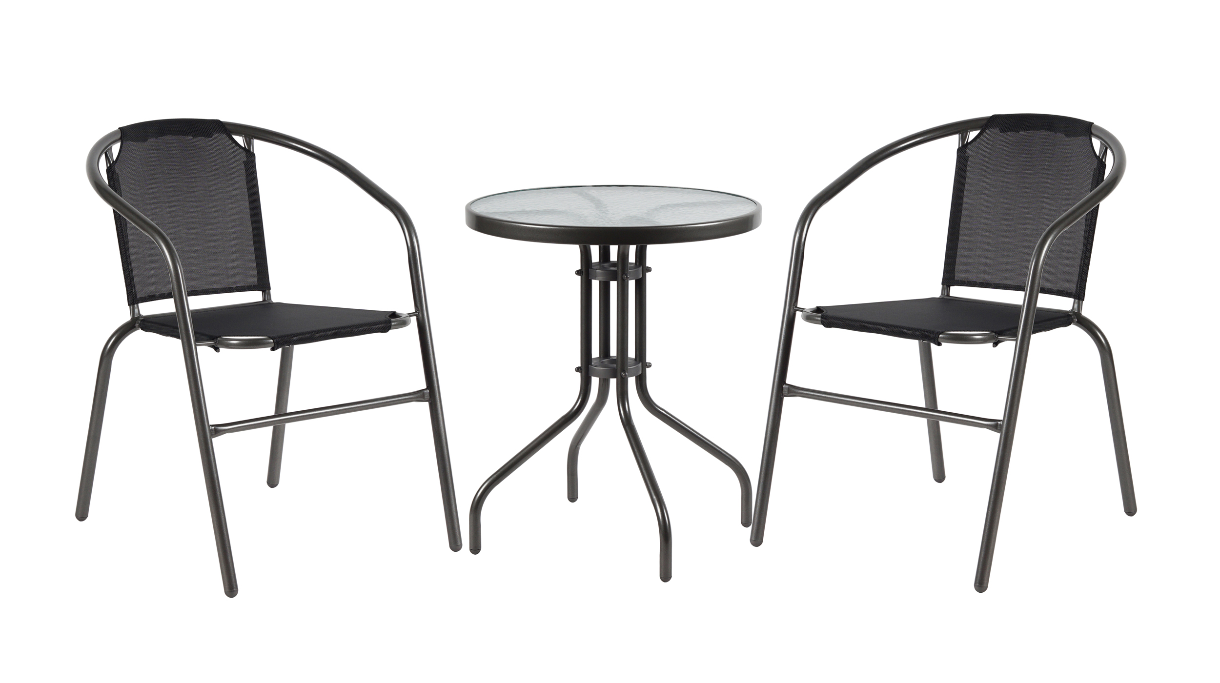 Gartentisch rund 60 x 60 cm anthrazit - mit Glasplatte - MARLO