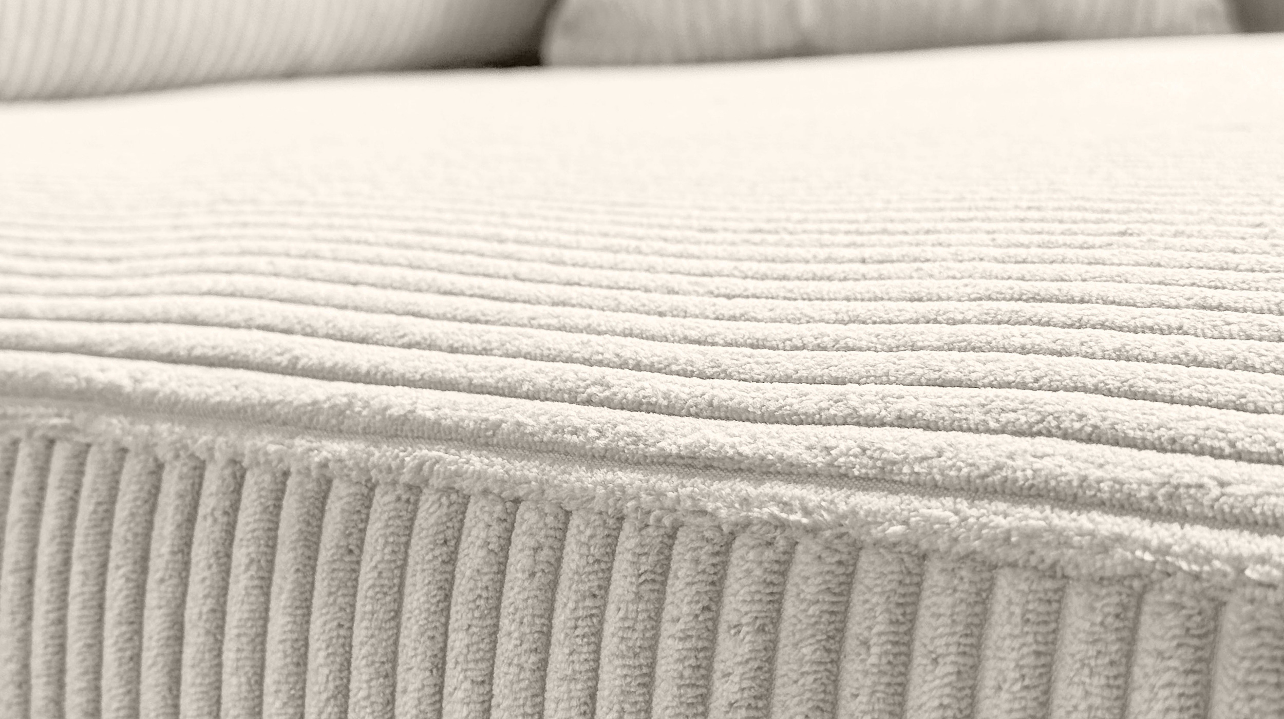 Ecksofa Cord creme Schlaffunktion Bettkasten 270 x 186 cm - HONOLULU