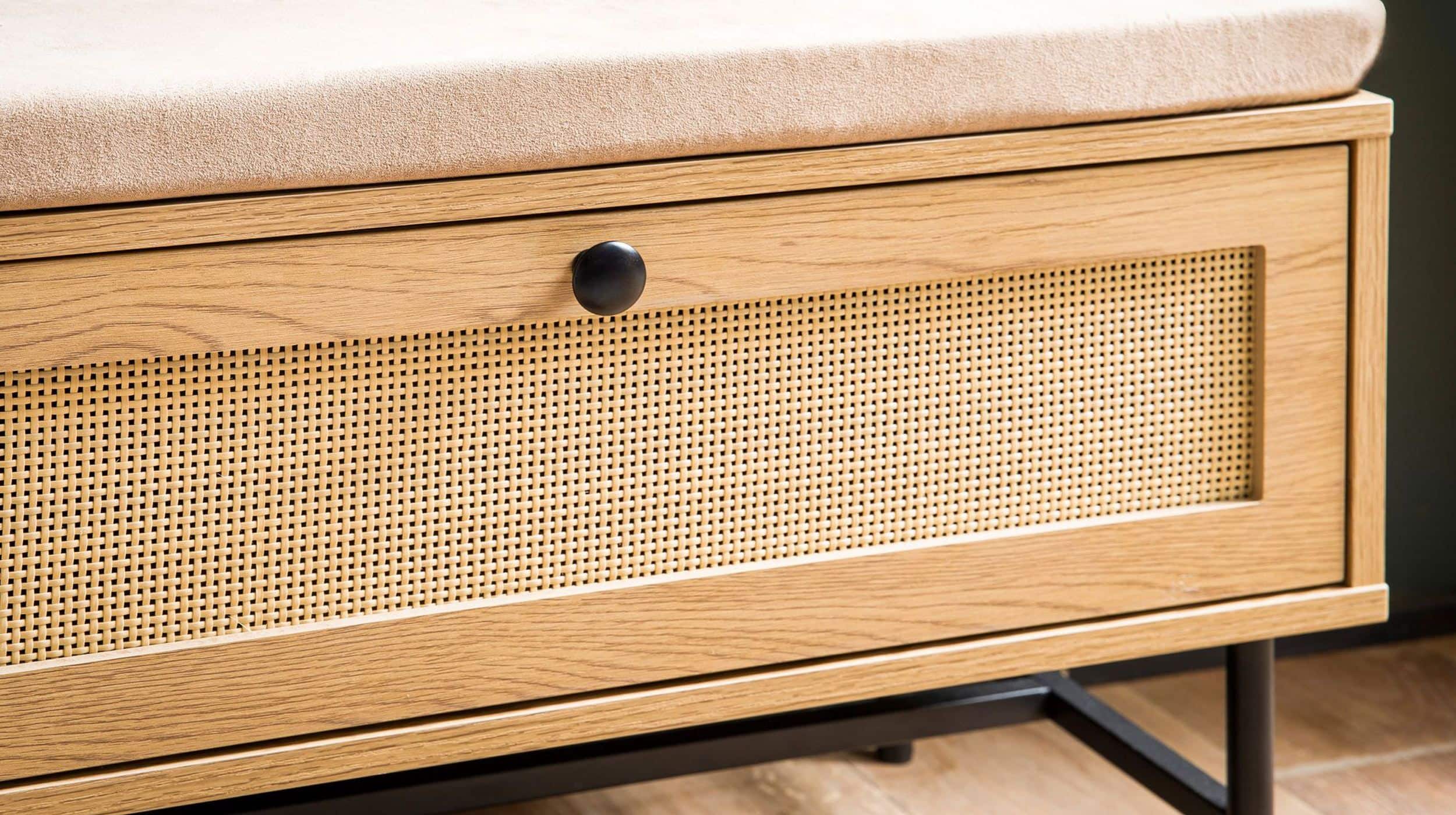 Garderobenbank Eiche Holzdekor - Rattan B 100 x H 60 cm - RATVAN