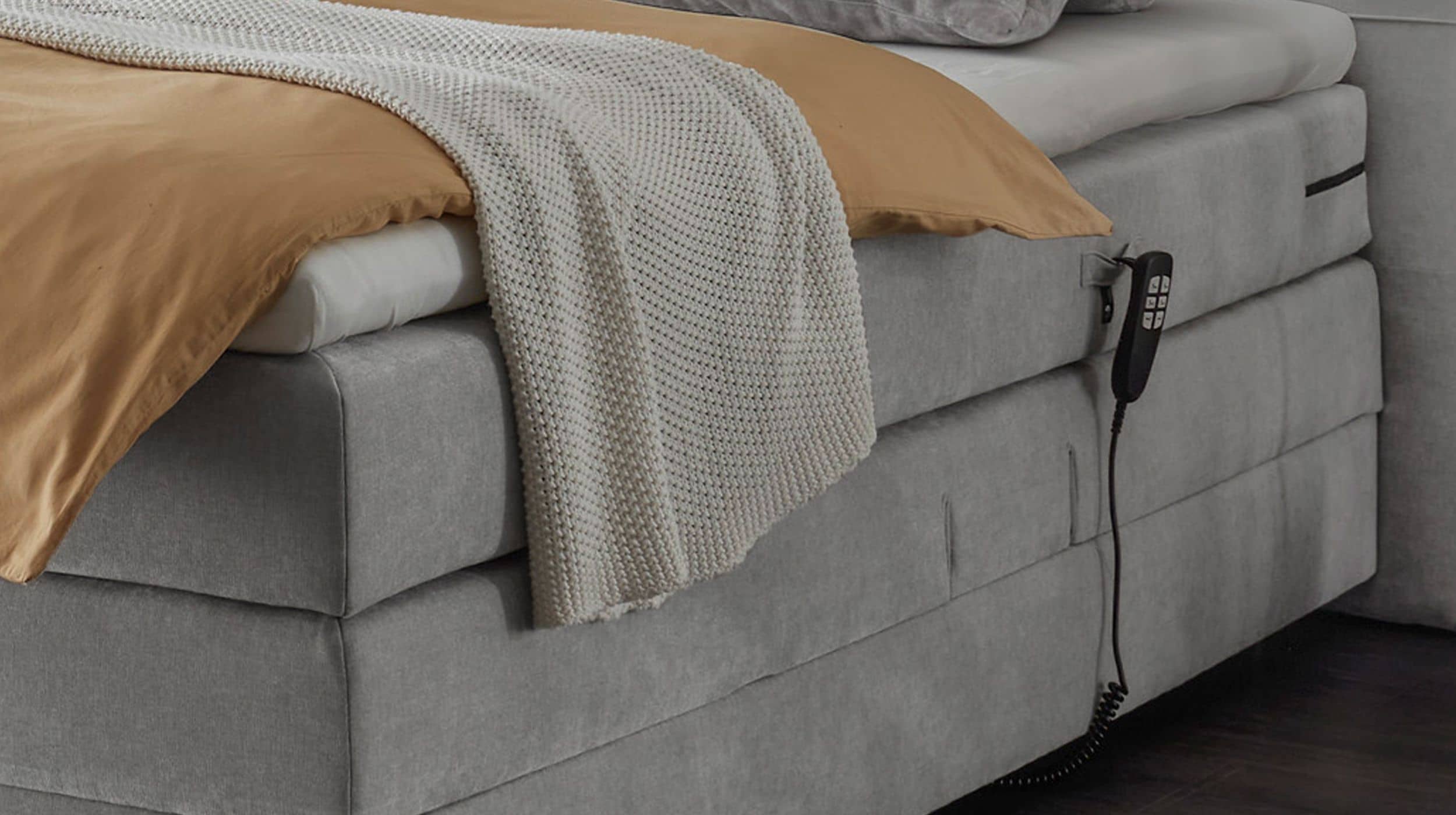 Boxspringbett 180 x 200 cm grau - elektrisch - Microfaser - TALENA