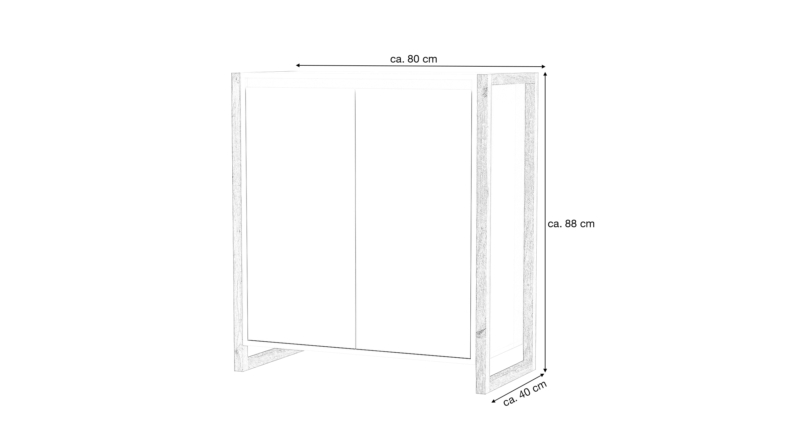 Kommode weiß Artisan Eiche 2-türig 80 x 40 cm - DENVER  Kommode weiß Artisan Eiche 2-türig 80 x 40 cm - DENVER