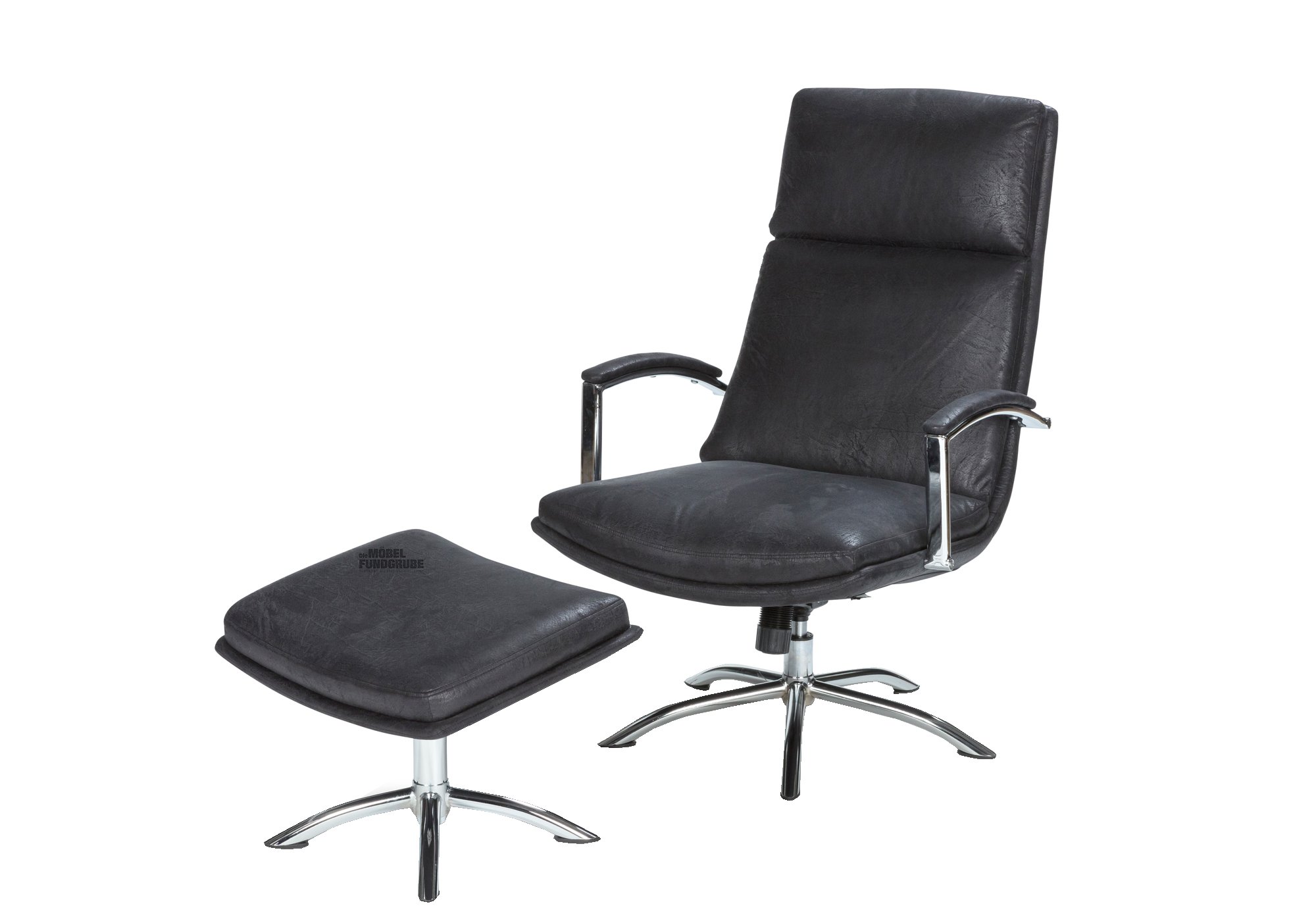 Relaxsessel schwarz Microfaserbezug - Hocker - FINN