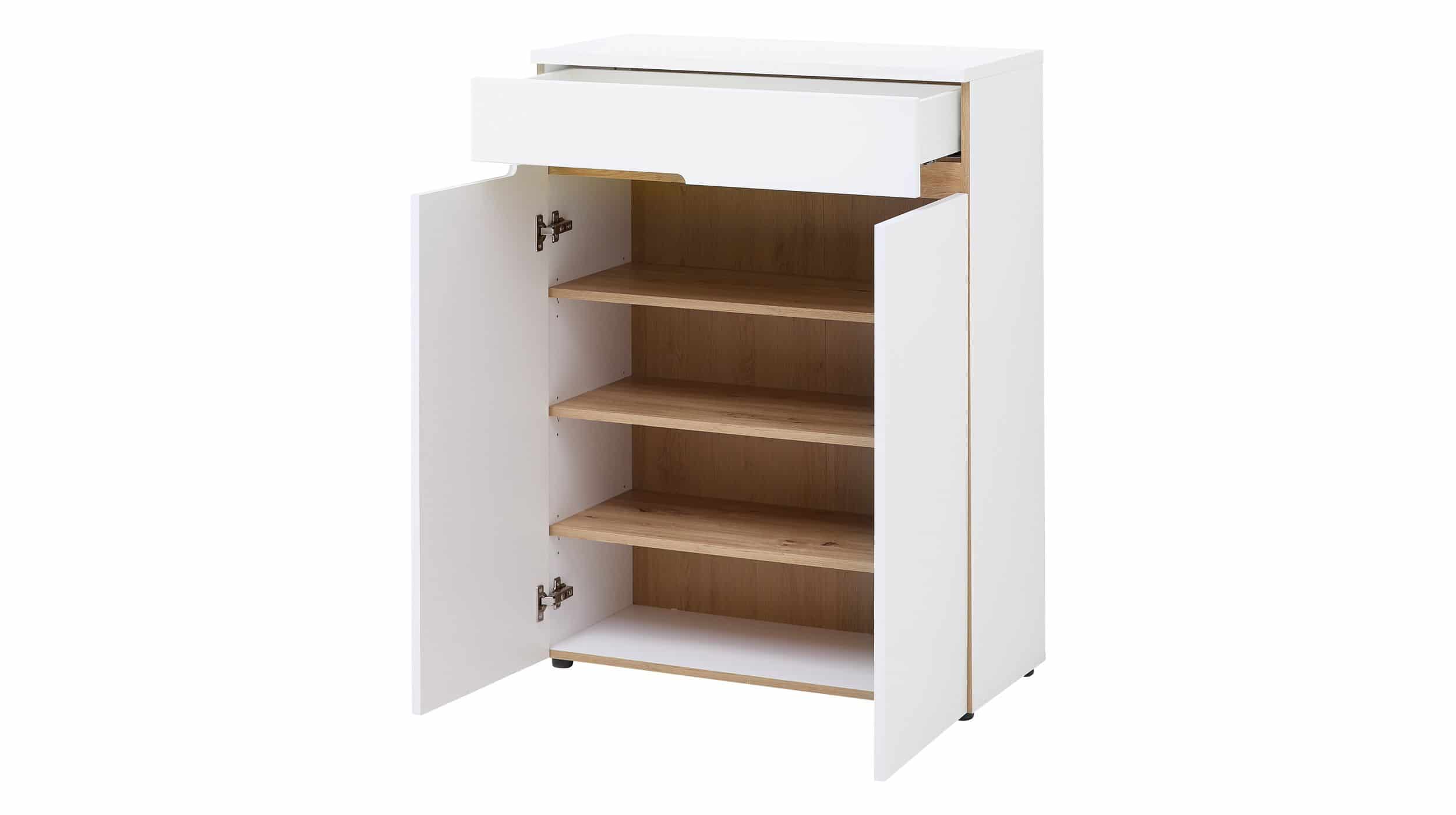 Schuhschrank mit Schublade weiß - Artisan Eiche 80 x 107 cm - MEMPHIS 
