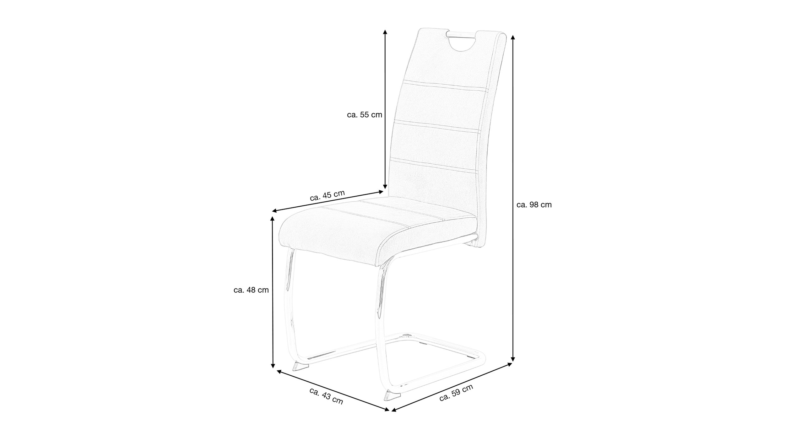 Schwingstuhl für Esszimmer anthrazit Microfaser - FLORA