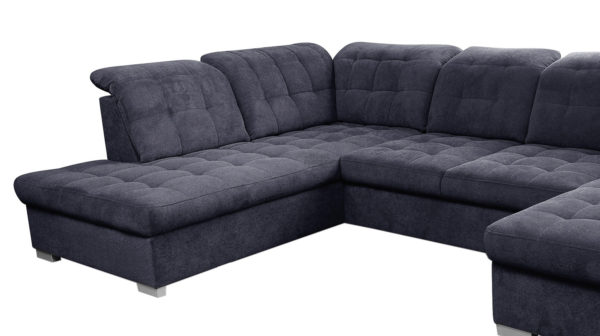Wohnlandschaft Schlaffunktion dunkelblau Bettkasten 343 cm - VIKTOR