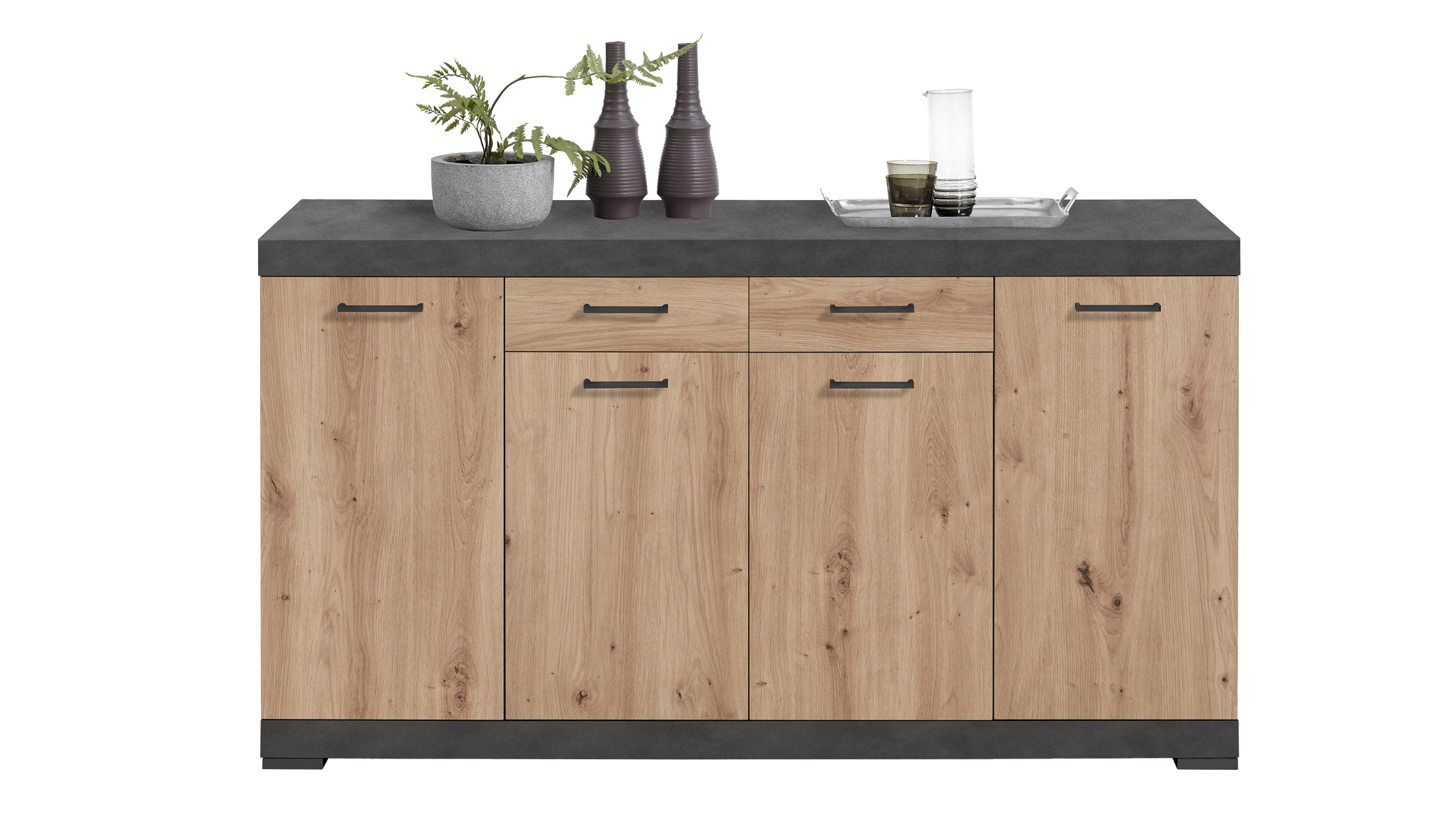 Kommode mit Schubladen anthrazit Artisan Eiche 160 cm - BRISTOL