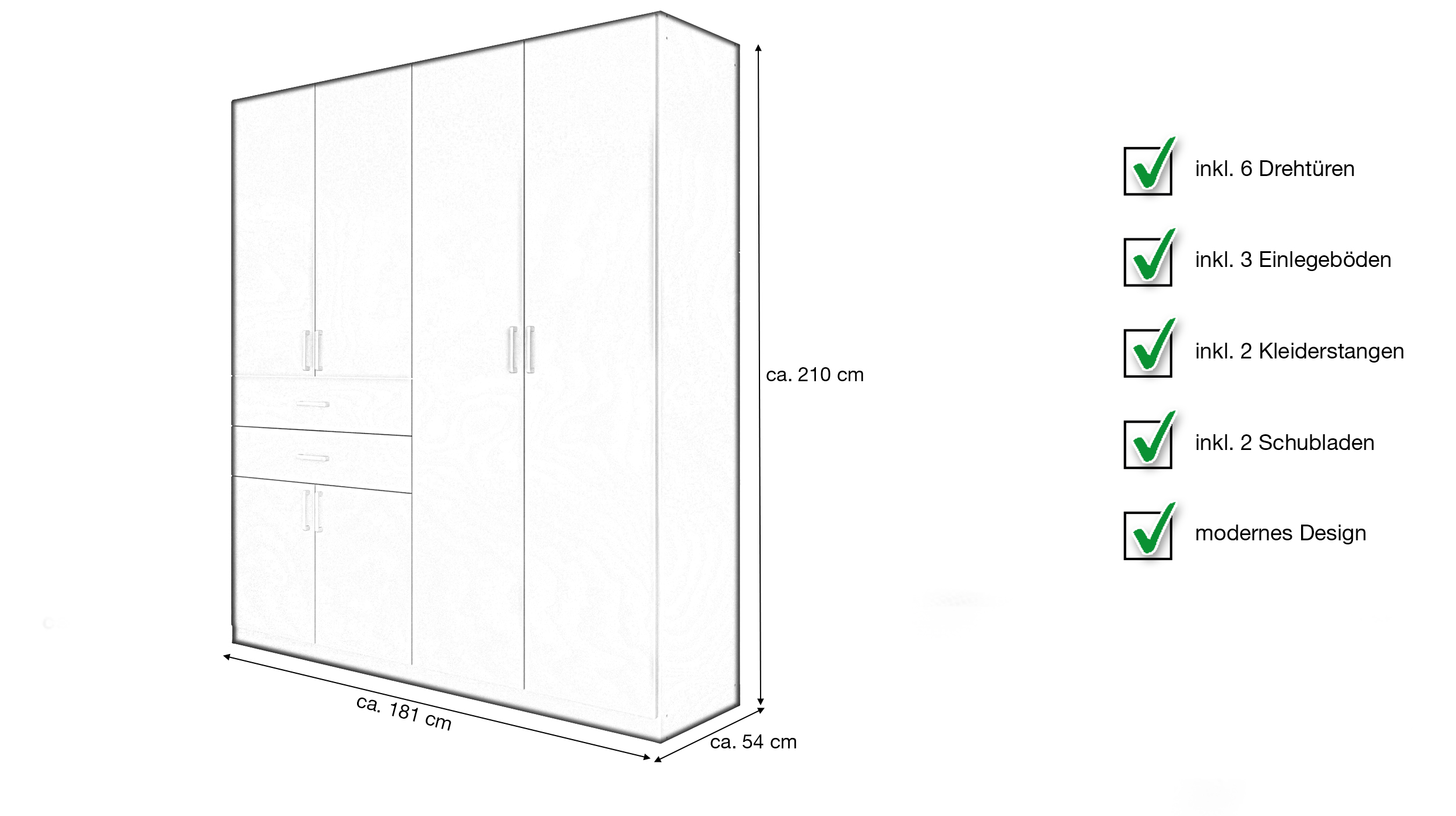 Kleiderschrank grau metallic - 181 cm - rauch - MAIKA