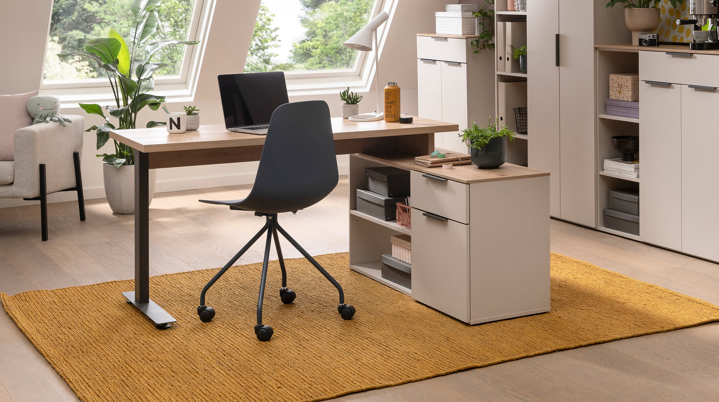 Eck-Schreibtisch beige Artisan Eiche 140 x 120 cm - SYNOS