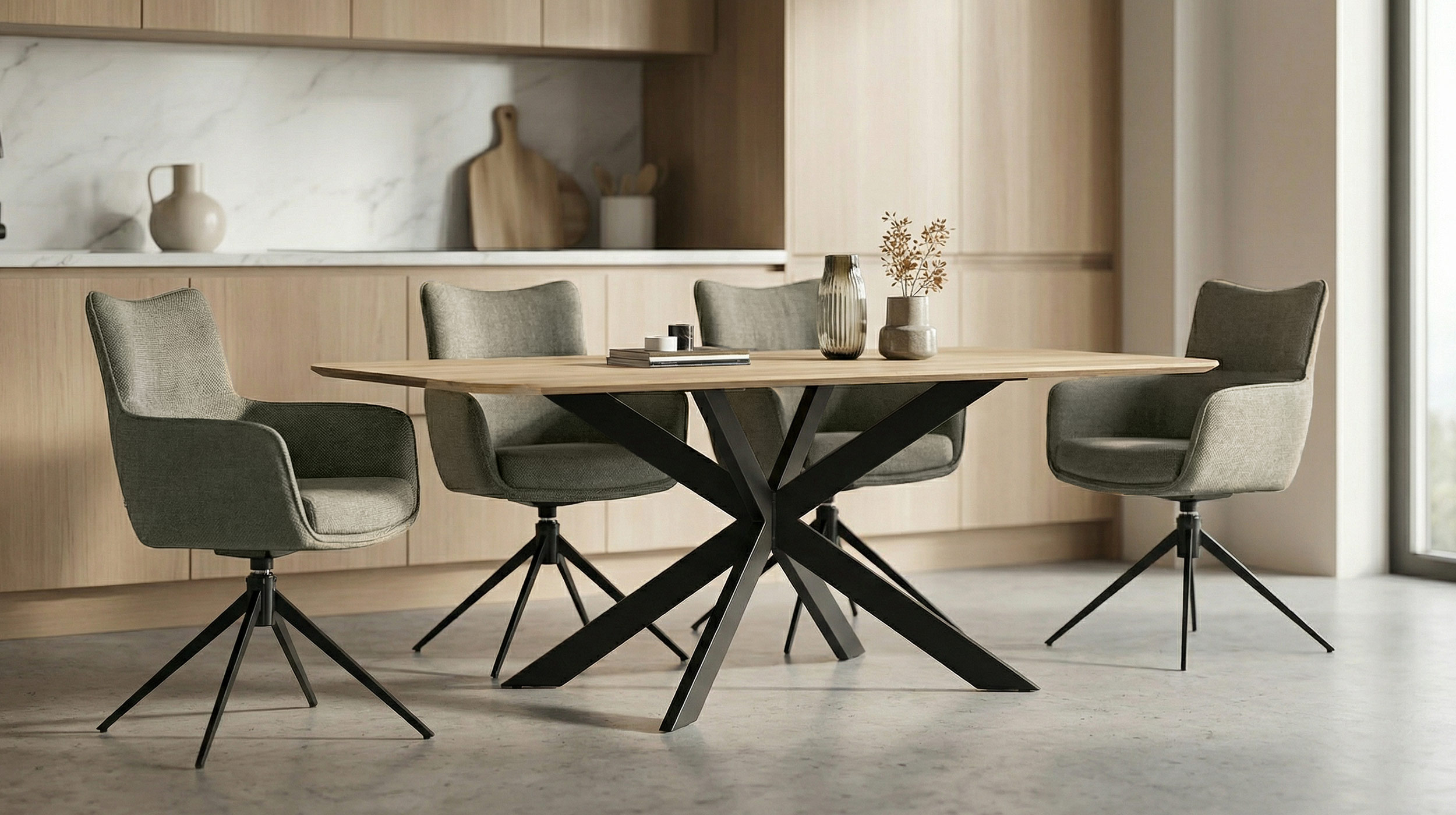 Armlehnstuhl schlamm Drehstuhl Webstoff - LIMA