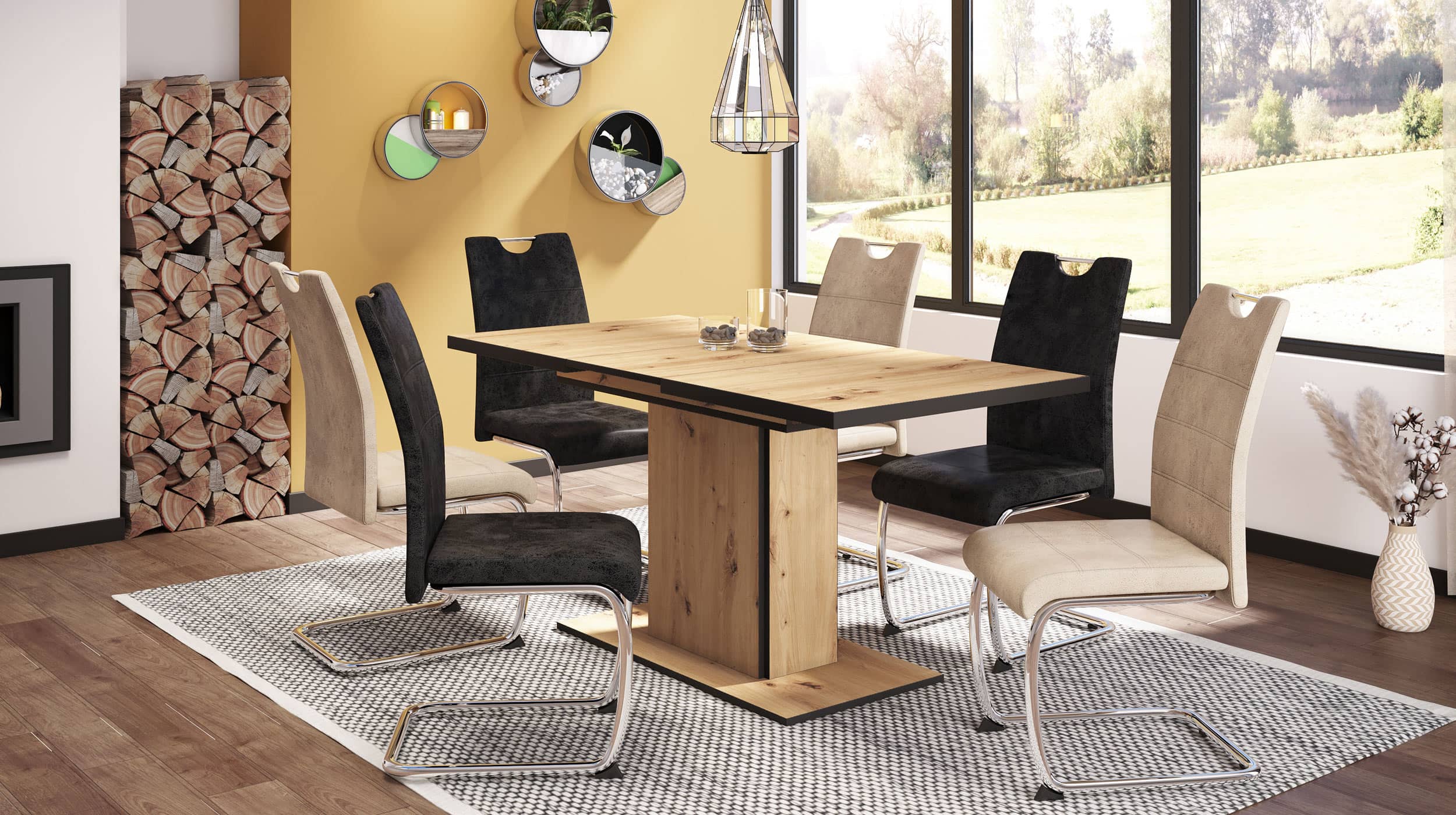 Esstisch 120 - 160 cm ausziehbar Artisan Eiche - ARIANA