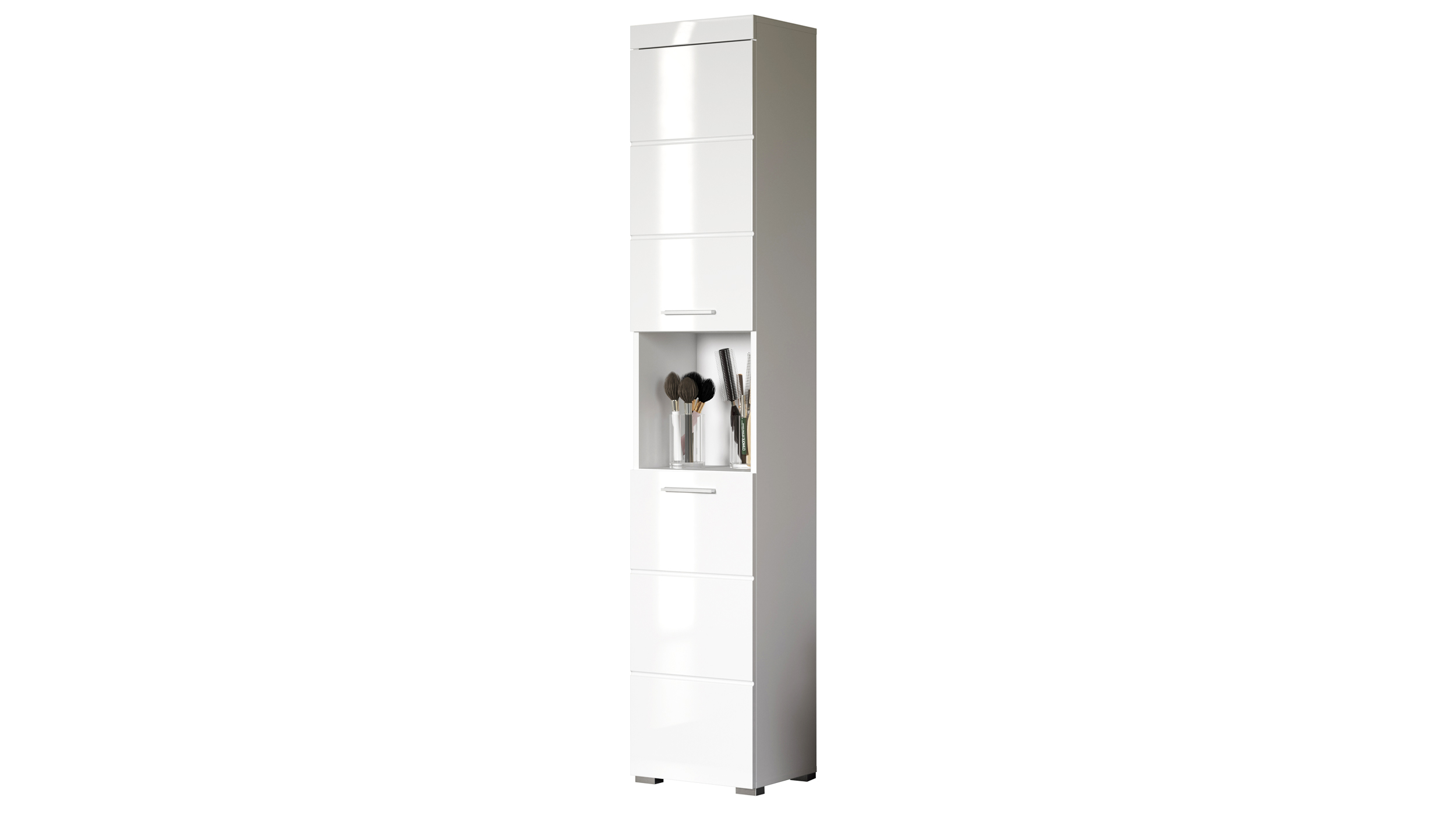 Bad Hochschrank weiß hochglanz 2 Türen 37 cm - AMANDA