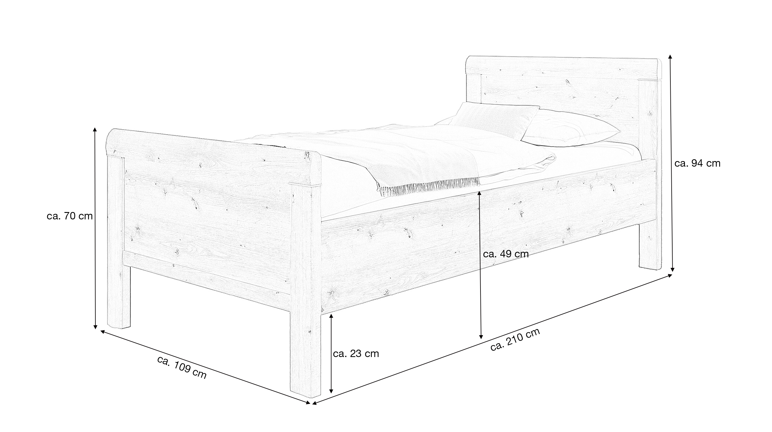 Einzelbett Futonbett 100 x 200 cm verstellbar Asteiche - rauch - EVELYN