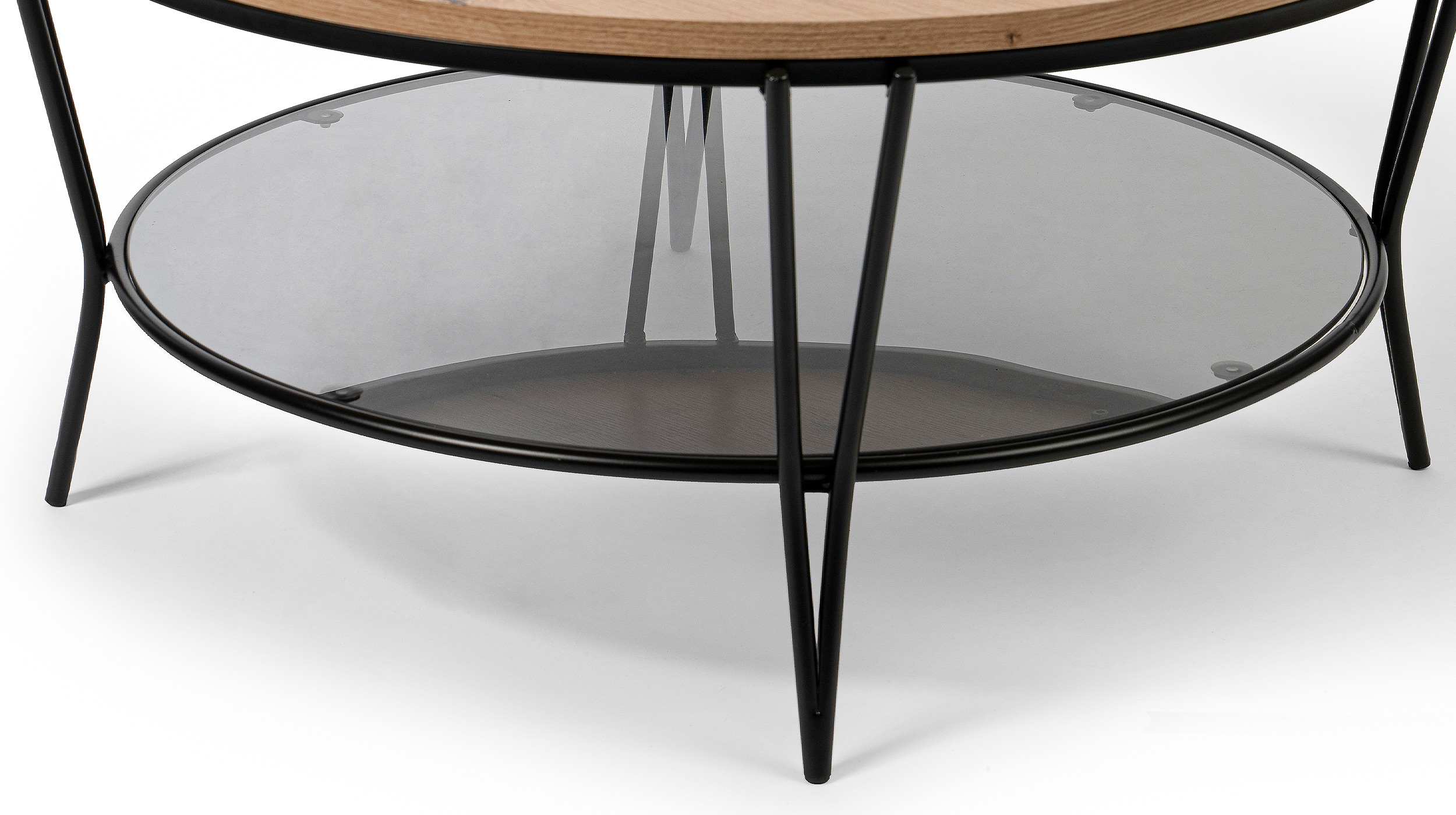 Couchtisch rund 80 cm Artisan Eiche - schwarz - FLORENZ
