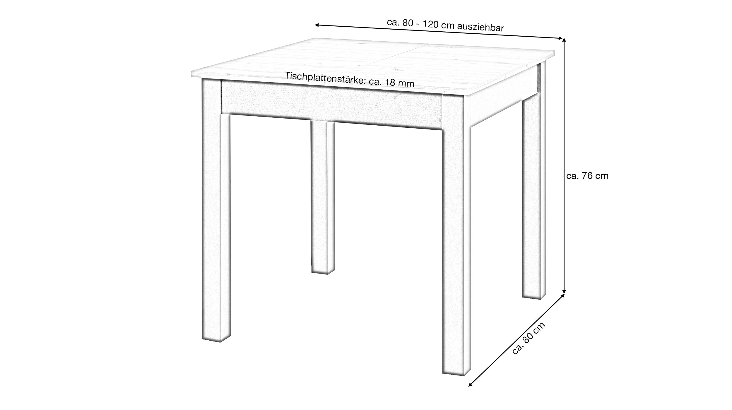Esstisch 80 - 120 cm ausziehbar Artisan Eiche - COBURG