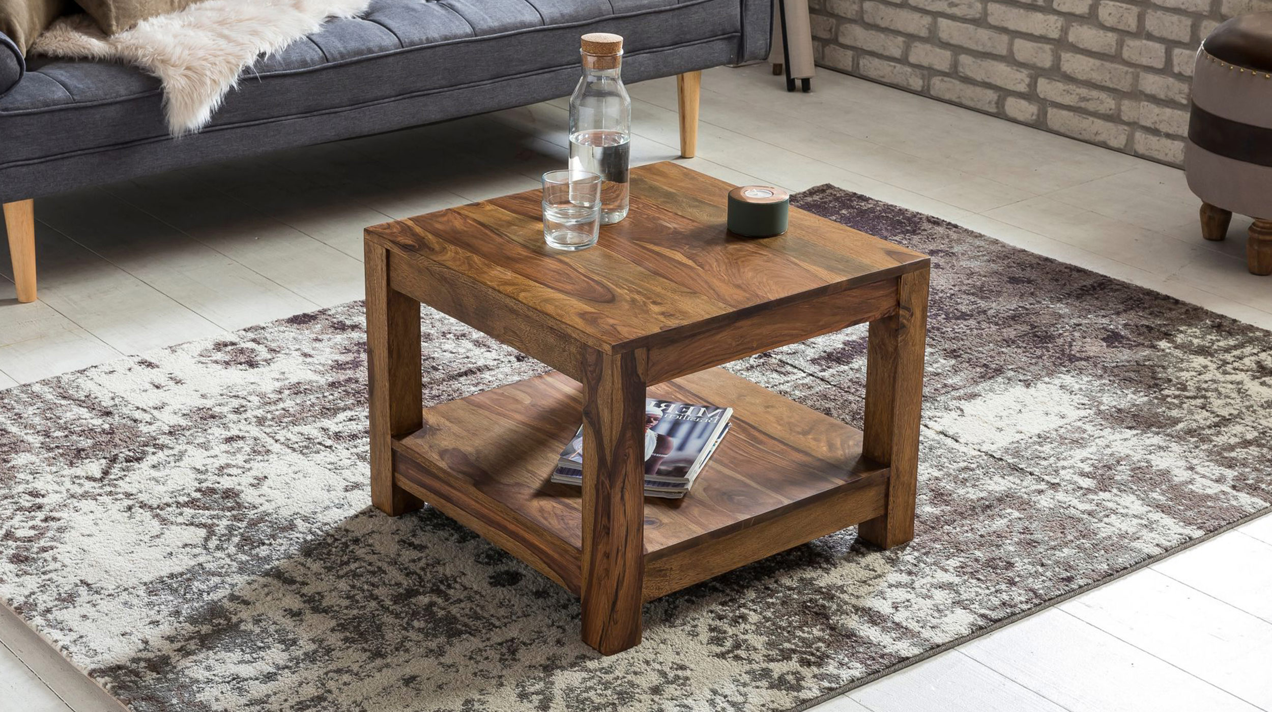 Couchtisch Sheesham massiv gebeizt 60 x 60 cm - MAIJA 