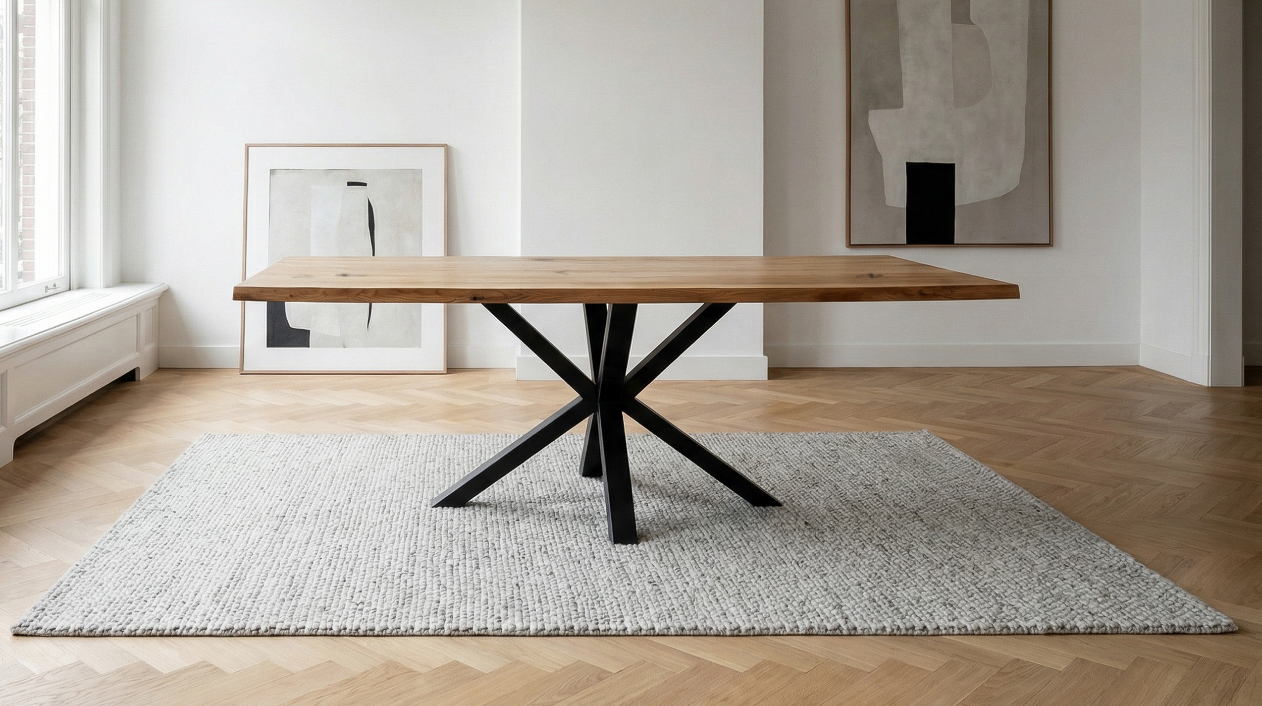 Esstisch Baumkantentisch Optik 220 cm massiv Wildeiche geölt - DAHLIA