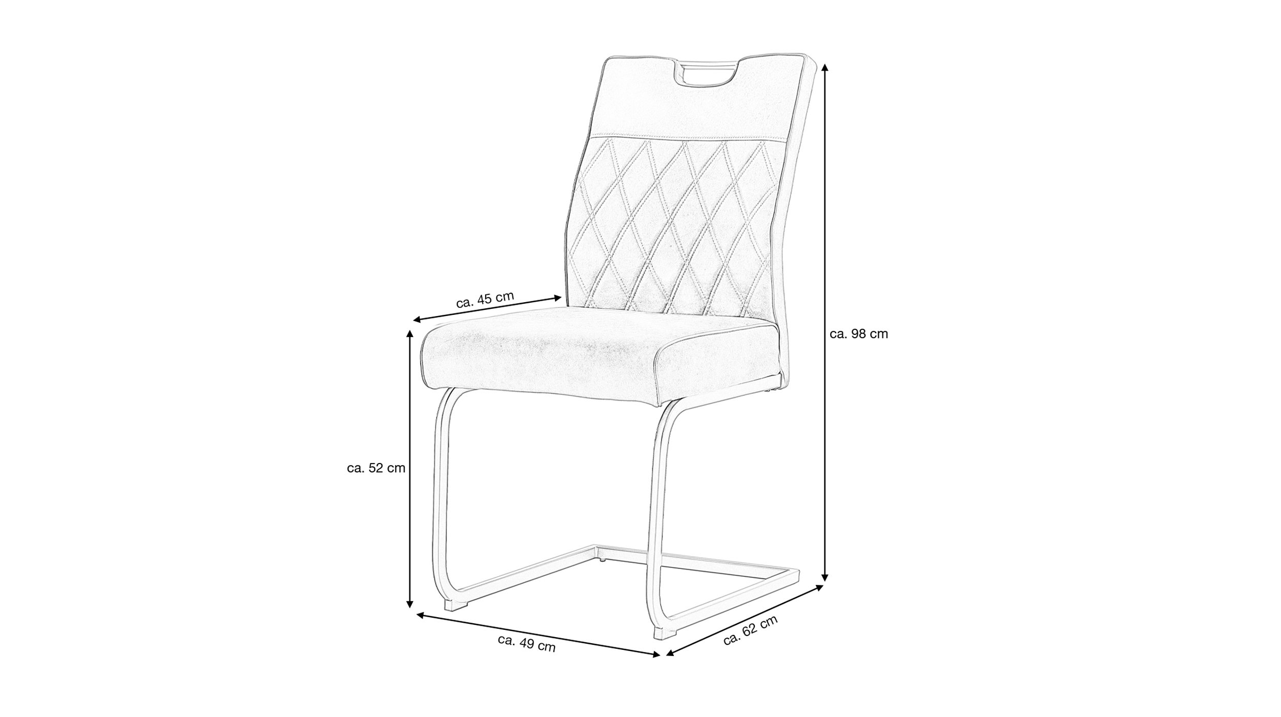 Schwingstuhl für Esszimmer anthrazit Microfaser - RITA