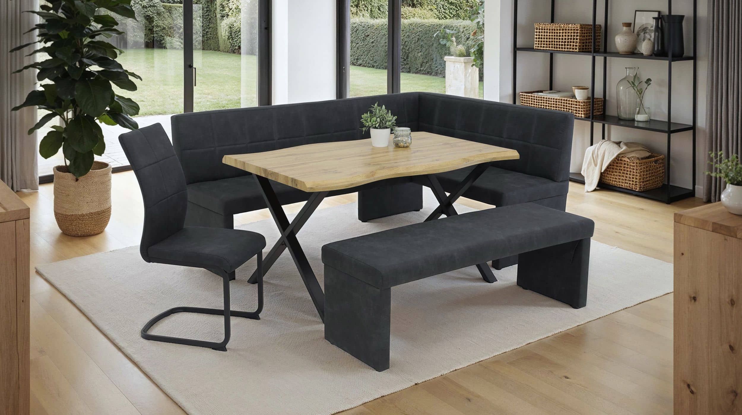 Eckbank Vintage Anthrazit 200 cm x 140 cm Bank - MELANIE