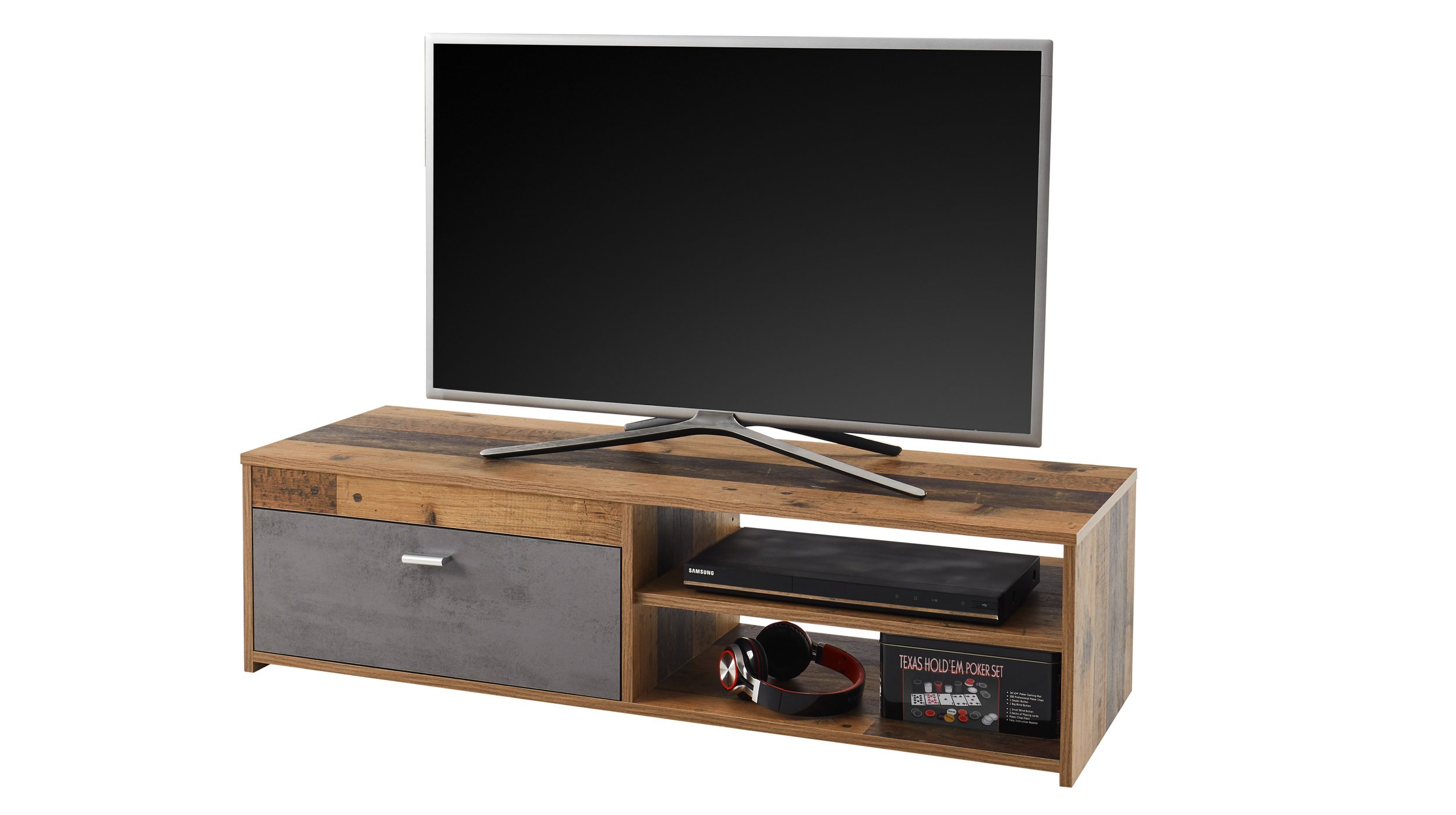 TV - Lowboard Old Style - grau 120 cm TV-Board - GEMMA