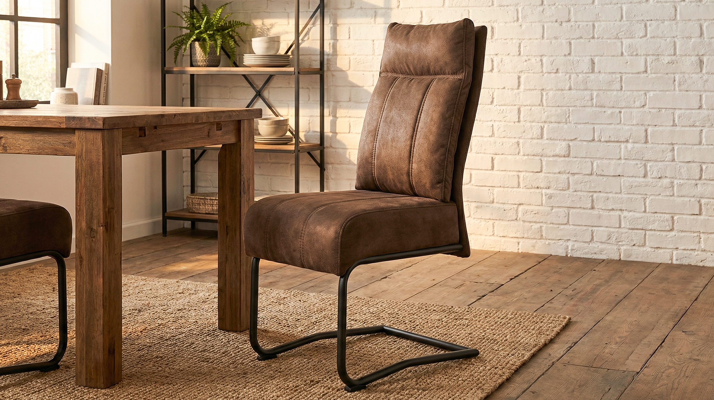 Schwingstuhl braun mit Taschenfederkern-Polsterung - Luxus Komfortsitz - AZUL