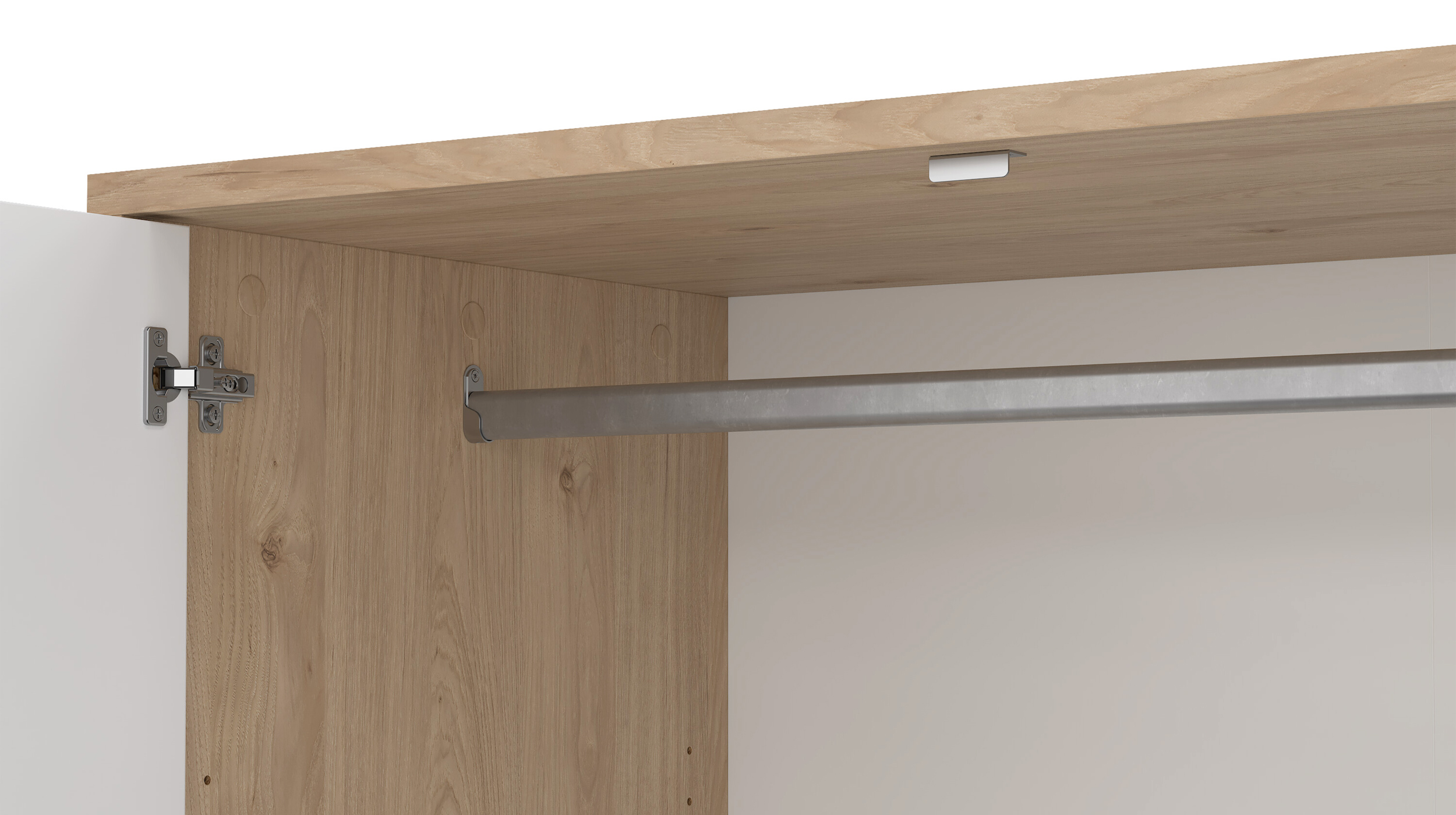 Kleiderschrank 149 cm weiß hochglanz - Jackson Hickory 3-türig - NEXT