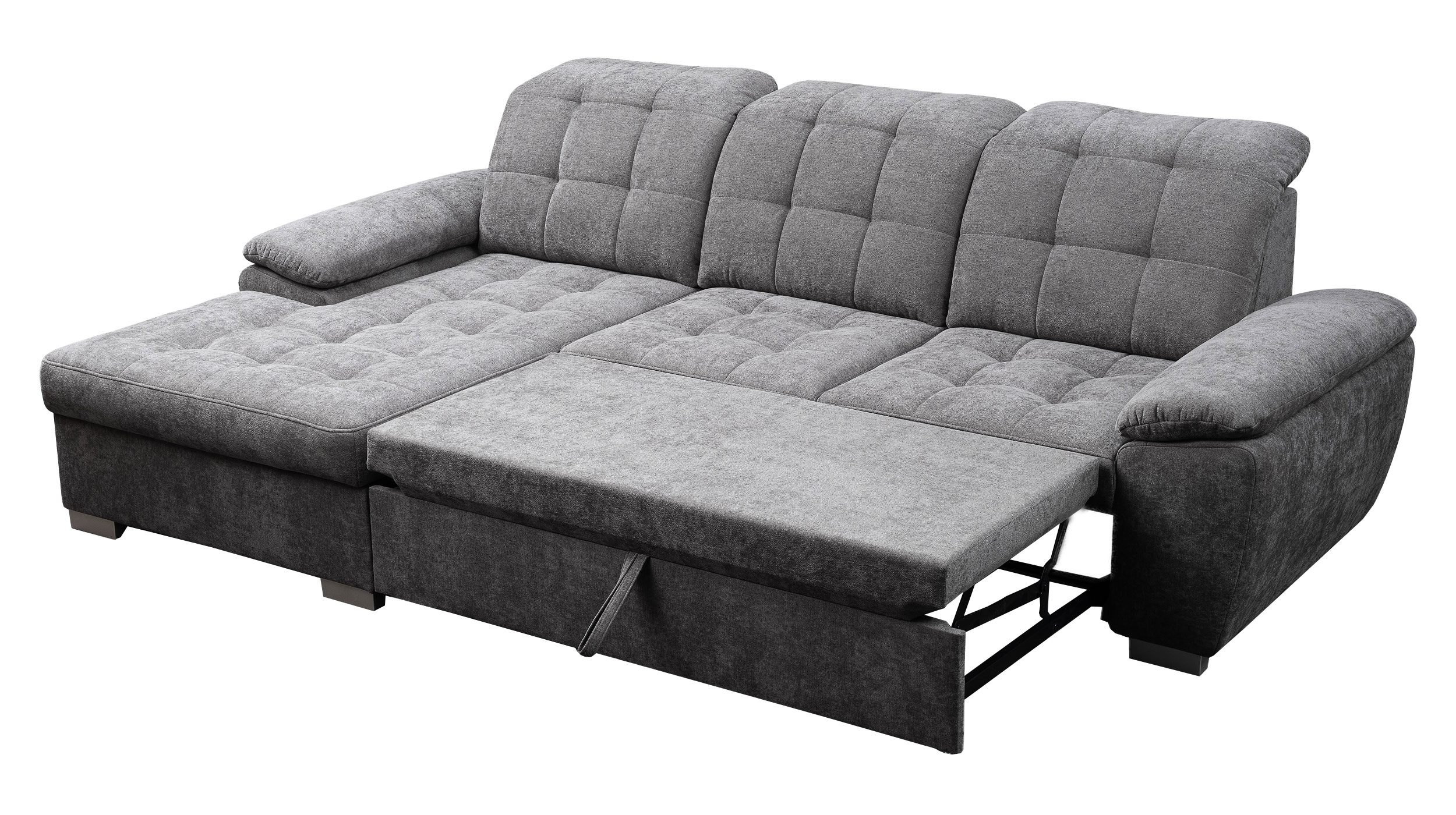 Ecksofa mit Schlaffunktion anthrazit 260 cm - Bettkasten - MAIKE