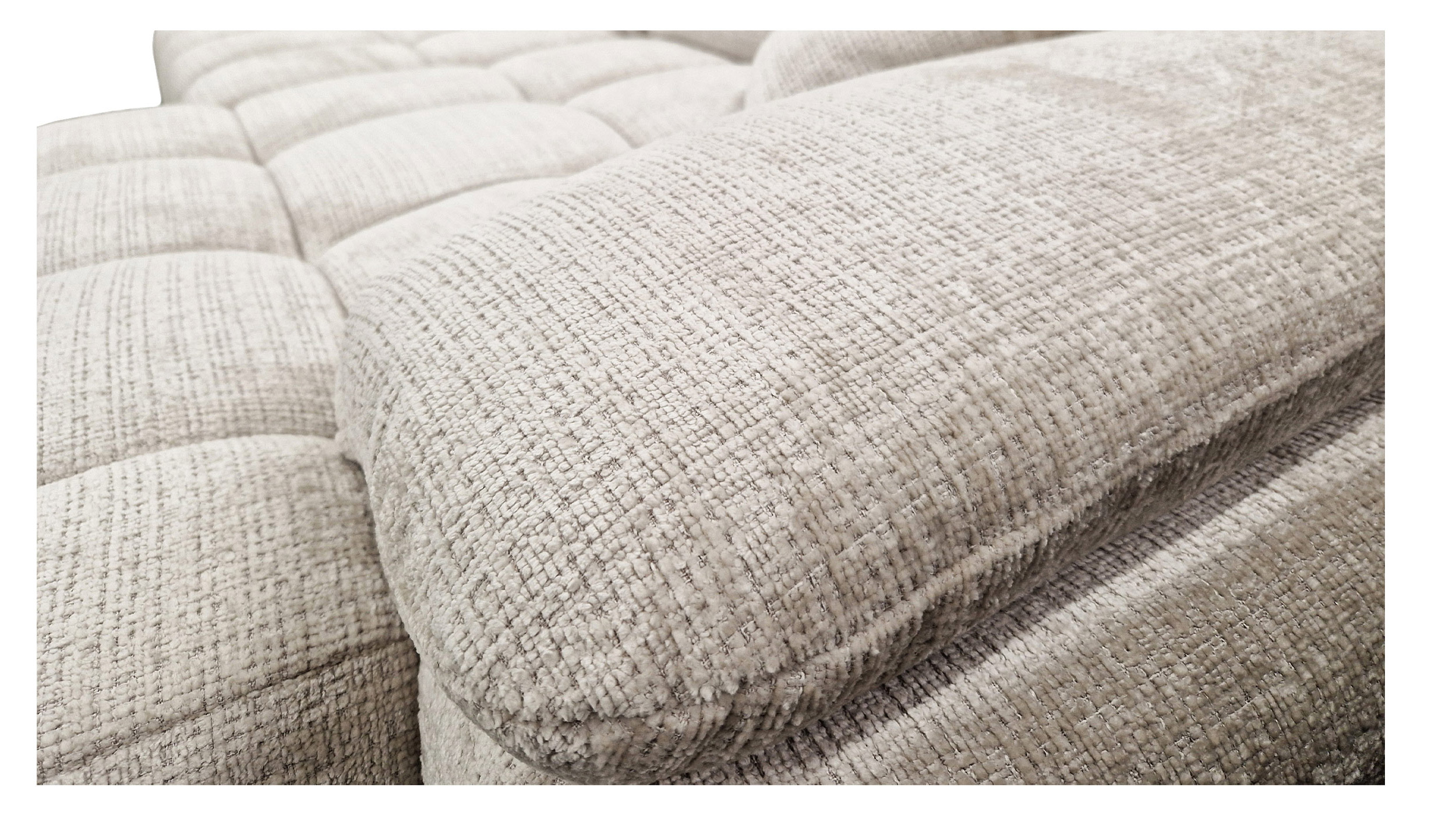 Ecksofa creme elektrisch ausfahrbar 308 cm - OT rechts - HUGO