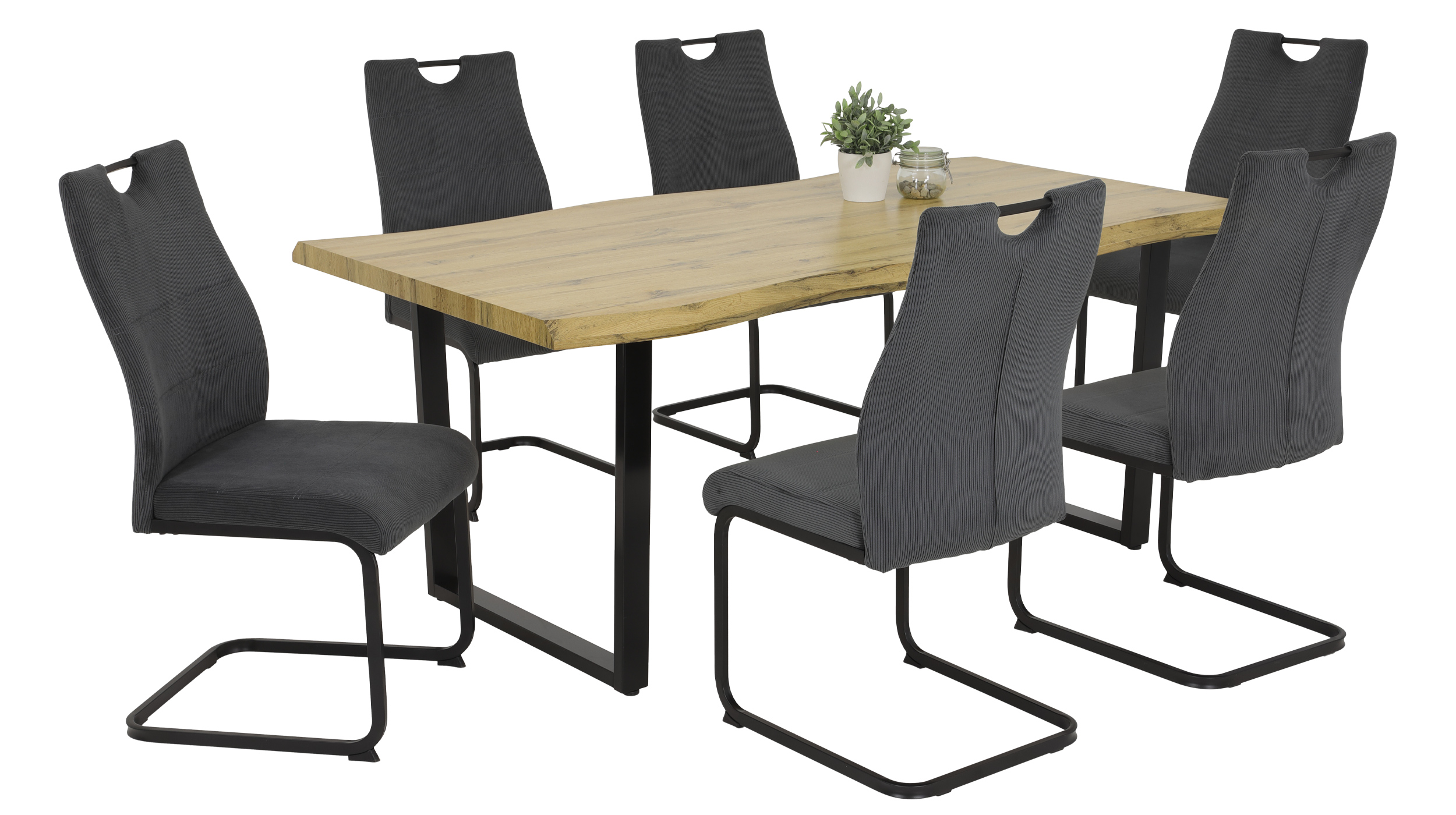 Schwingstuhl für Esszimmer anthrazit Cordbezug - MELINA